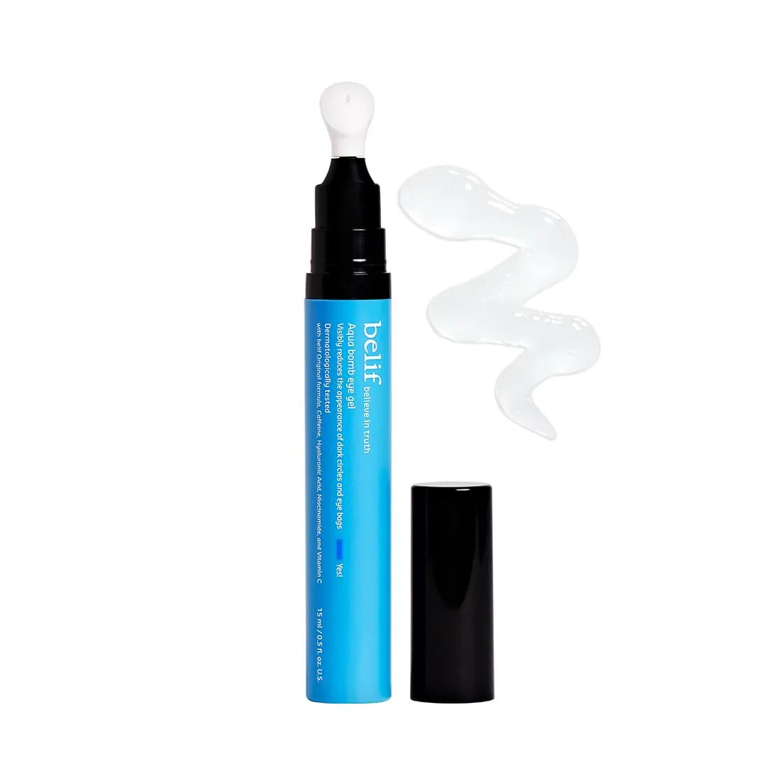 belif Aqua Bomb Cooling Eye Gel - Hydrating Caffeine & Hyaluronic Acid for Puffiness, Dark Circles & Firming