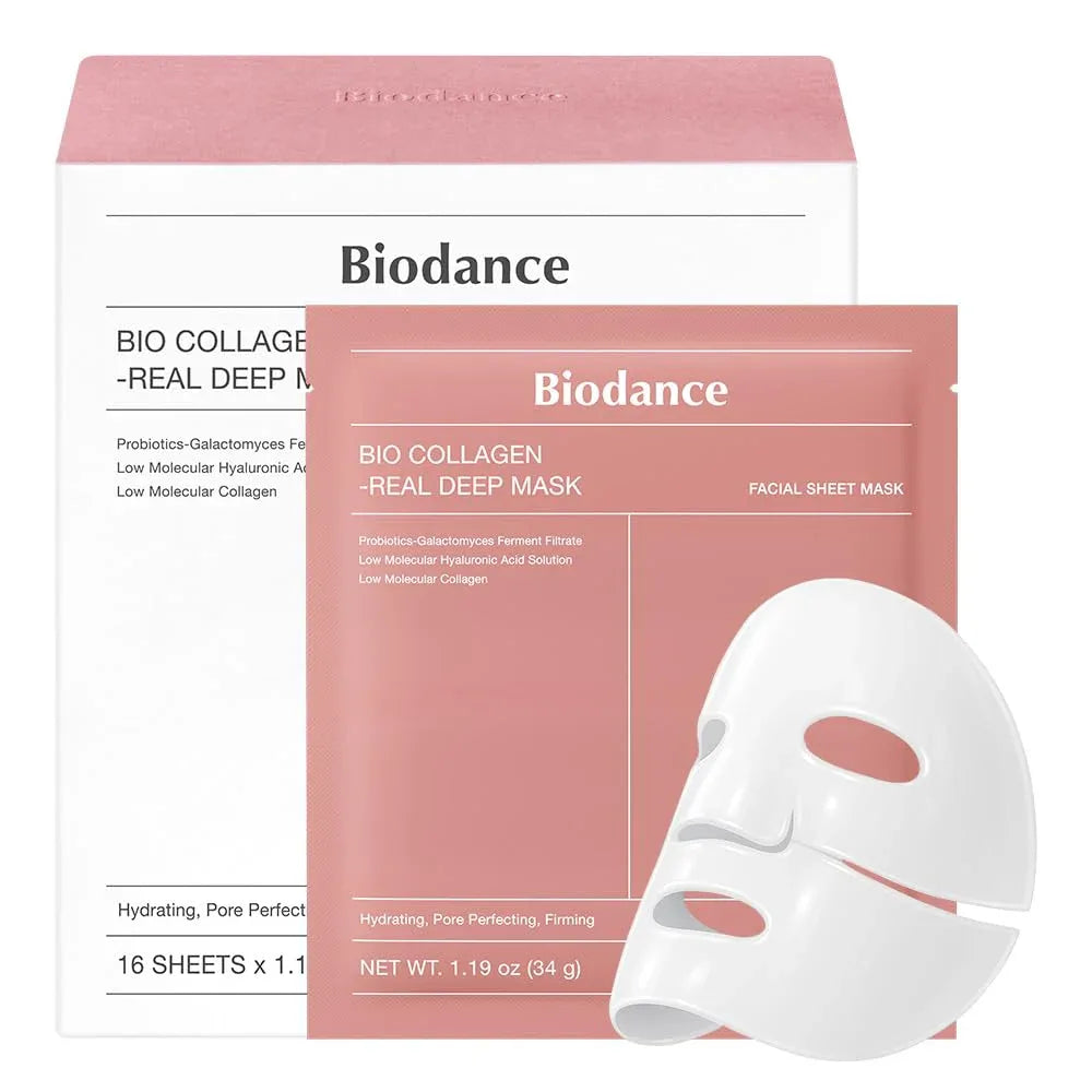 BIODANCE Bio-Collagen Real Deep Mask — 16 Hydrogel Sheets for Deep Hydration, Pore Refinement & Firmer Skin
