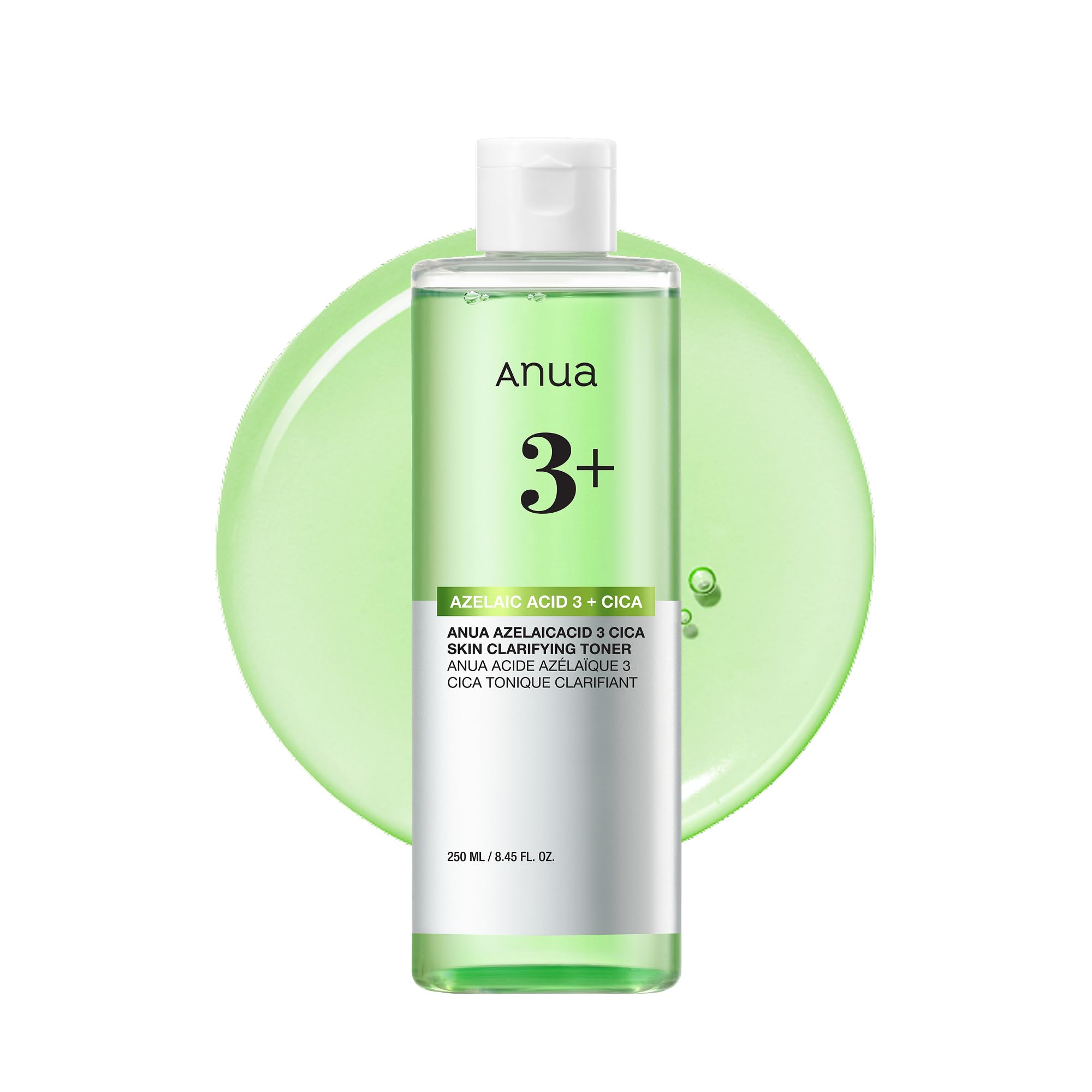 Anua Azelaic Acid 3 CICA Skin Clarifying Toner, Soothing & Clear Care, with Salicylic & Azelaic Acid, Sebum & Spot Care, Suitable for Sensitive Skin, Korean Skincare, 8.45 fl.oz
