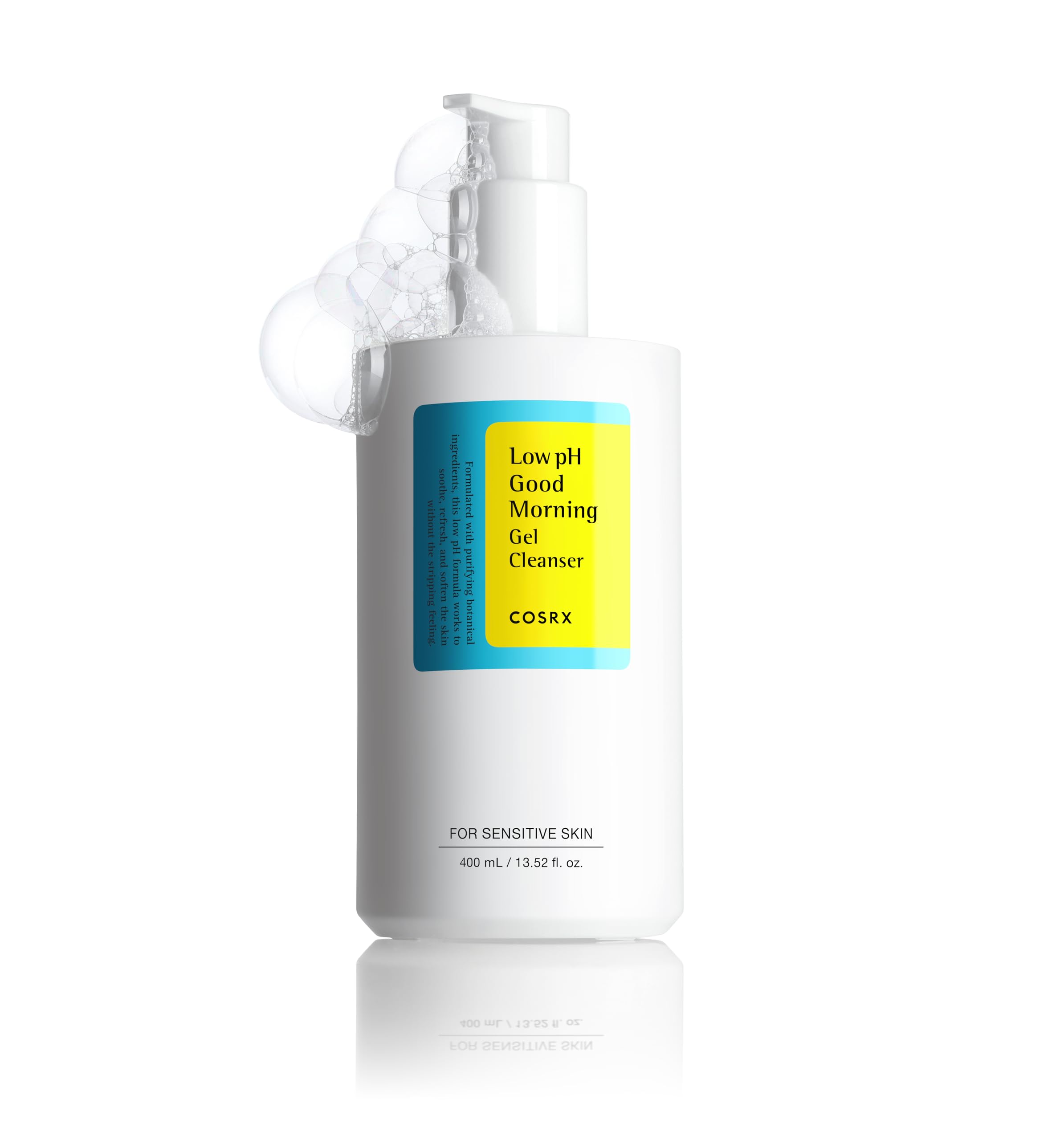 COSRX Low pH Good Morning Gel Cleanser (13.52fl.oz/400ml), BHA Face Wash, Daily Mild Face Cleanser for Sensitive Skin, PH Balancing, Korean Skin Care, Korean Face Wash, Korean Body Wash