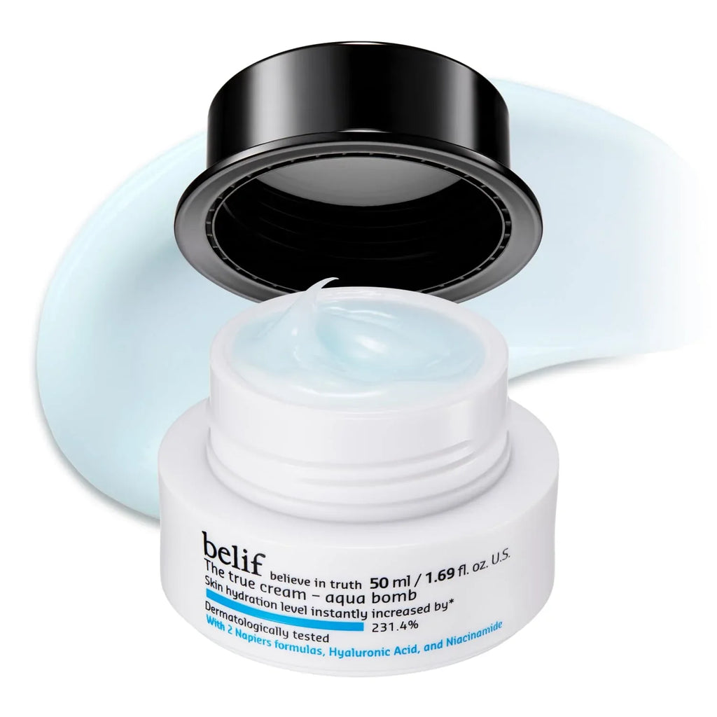 belif Aqua Bomb Niacinamide Hydrating Moisturizer — Lightweight Gel Cream with Hyaluronic Acid for All Skin Types