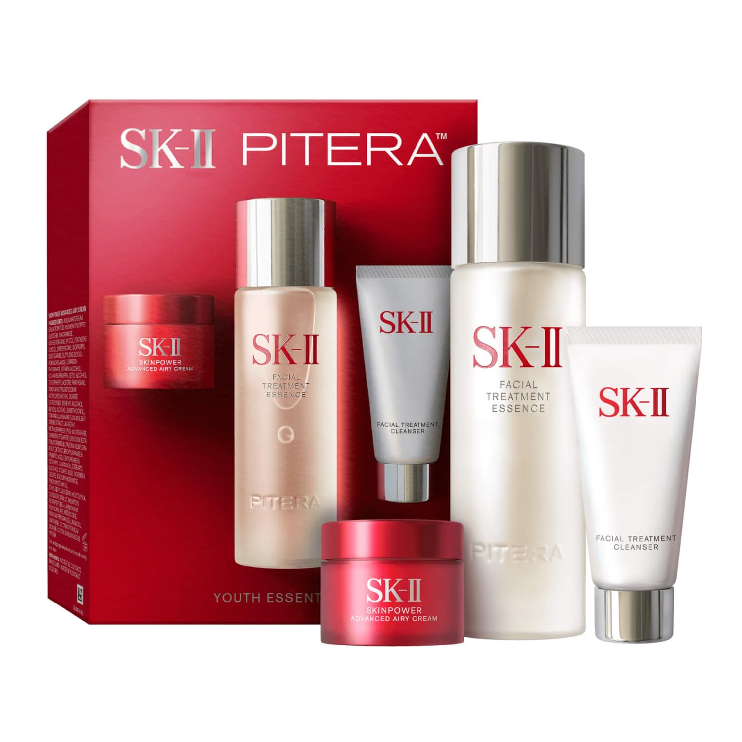 SK-II PITERA Skincare Set — 3-Step Routine with Facial Treatment Essence, Cleanser & SKINPOWER Cream for Radiant, Supple Skin