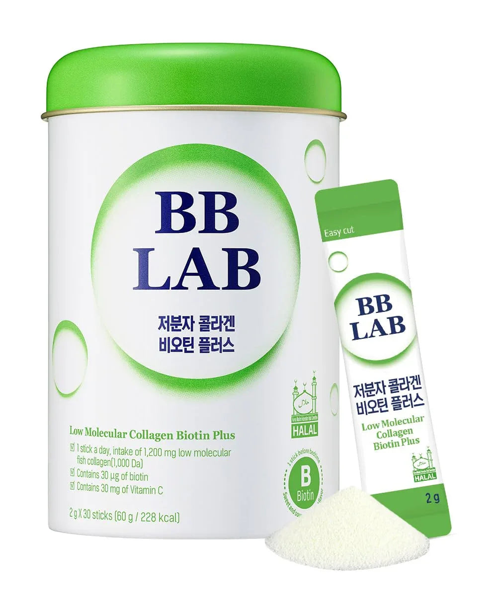 BB LAB Low Molecular Collagen Biotin Plus Powder - Shine Muscat Flavor, Quick Absorption, K-Beauty Collagen, 30 Sticks