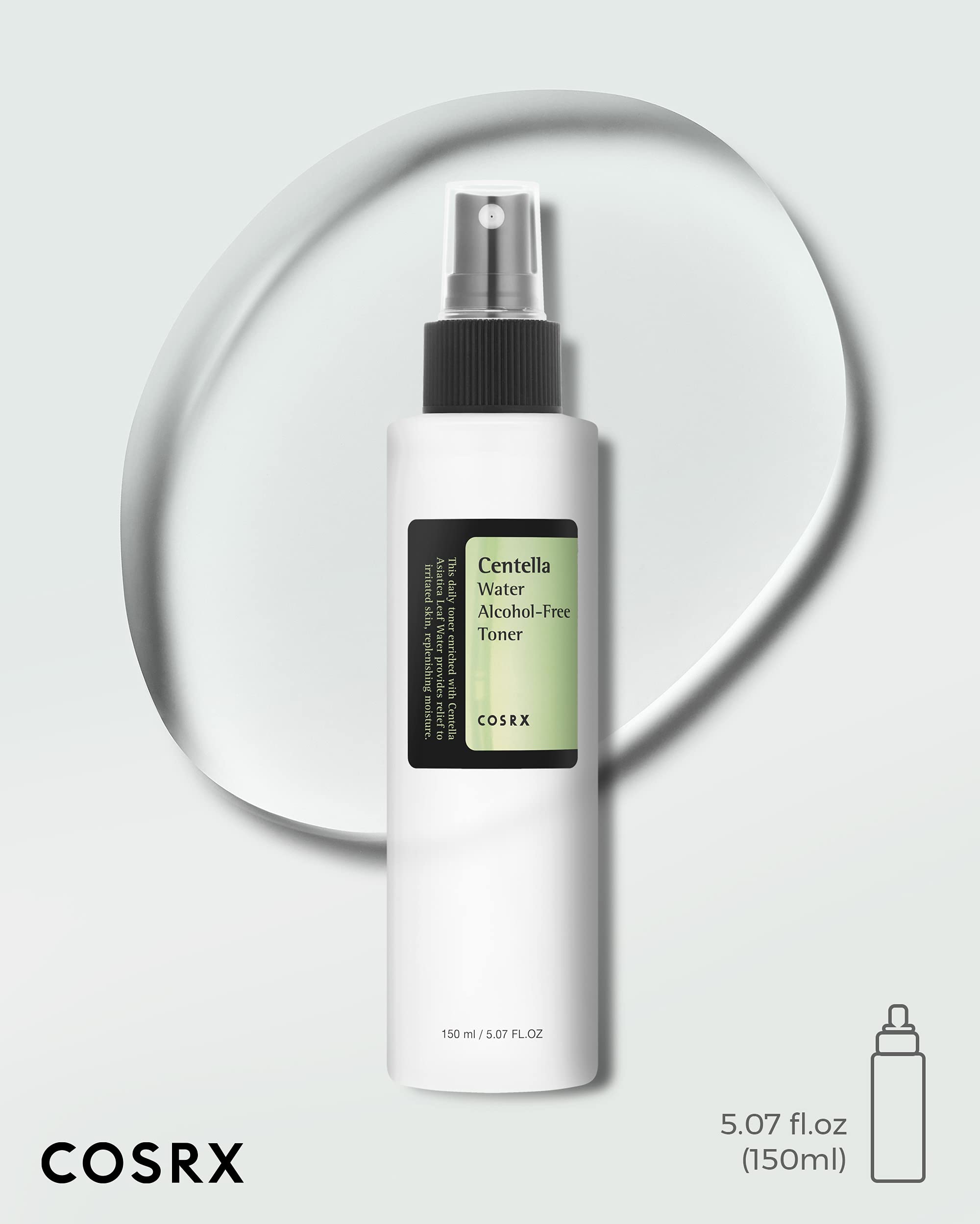 COSRX Alcohol-Free Cica Toner, 150ml / 5.07 fl.oz | Spray-type Korean Toner with Centella Asiatica for Hydrating & Soothing Redness | Korean Skin Care, Not Tested on Animals, Paraben Free