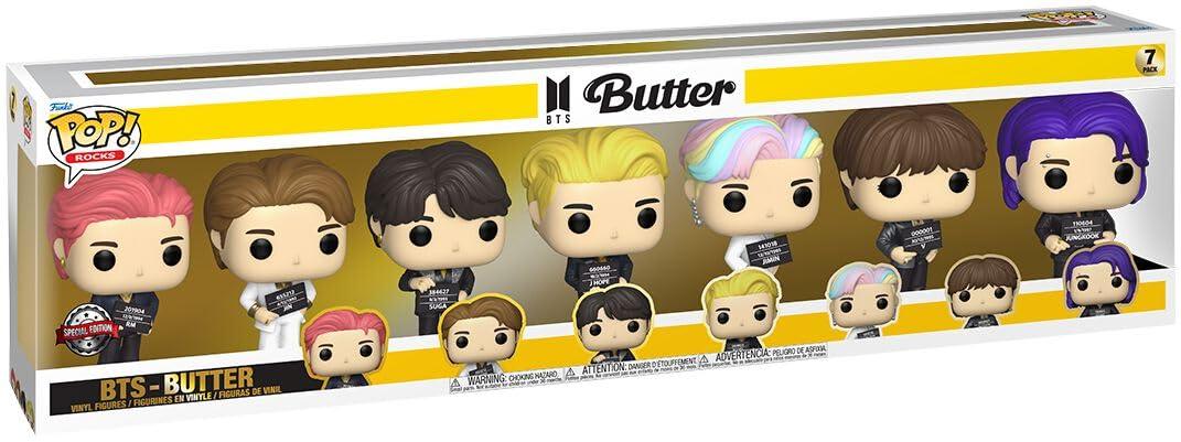 Funko POP BTS Butter 7 Pack Vinyl Figures — Complete "Butter" Era Set with Window Display Box