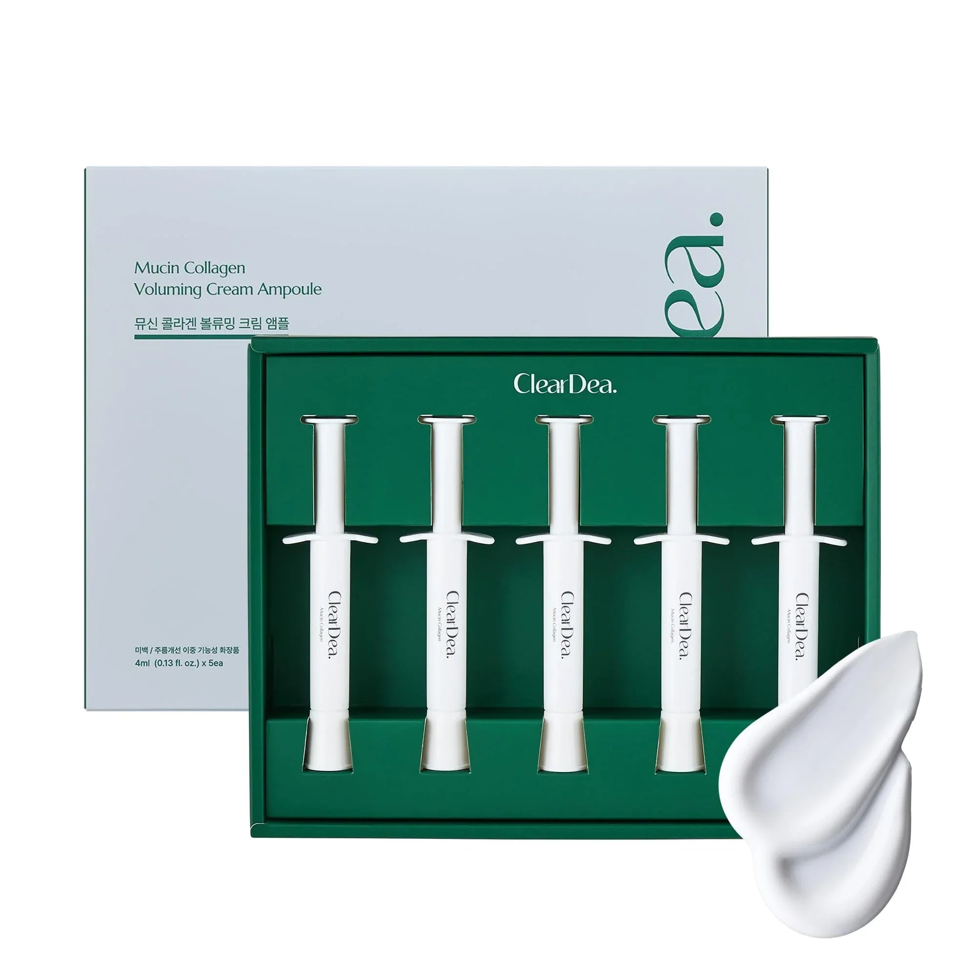 ClearDea Mucin Collagen Voluming Ampoule Moisturizer — 7 Types of Collagen, 3 Types of Mucin & Niacinamide for Deep Hydration and Firming