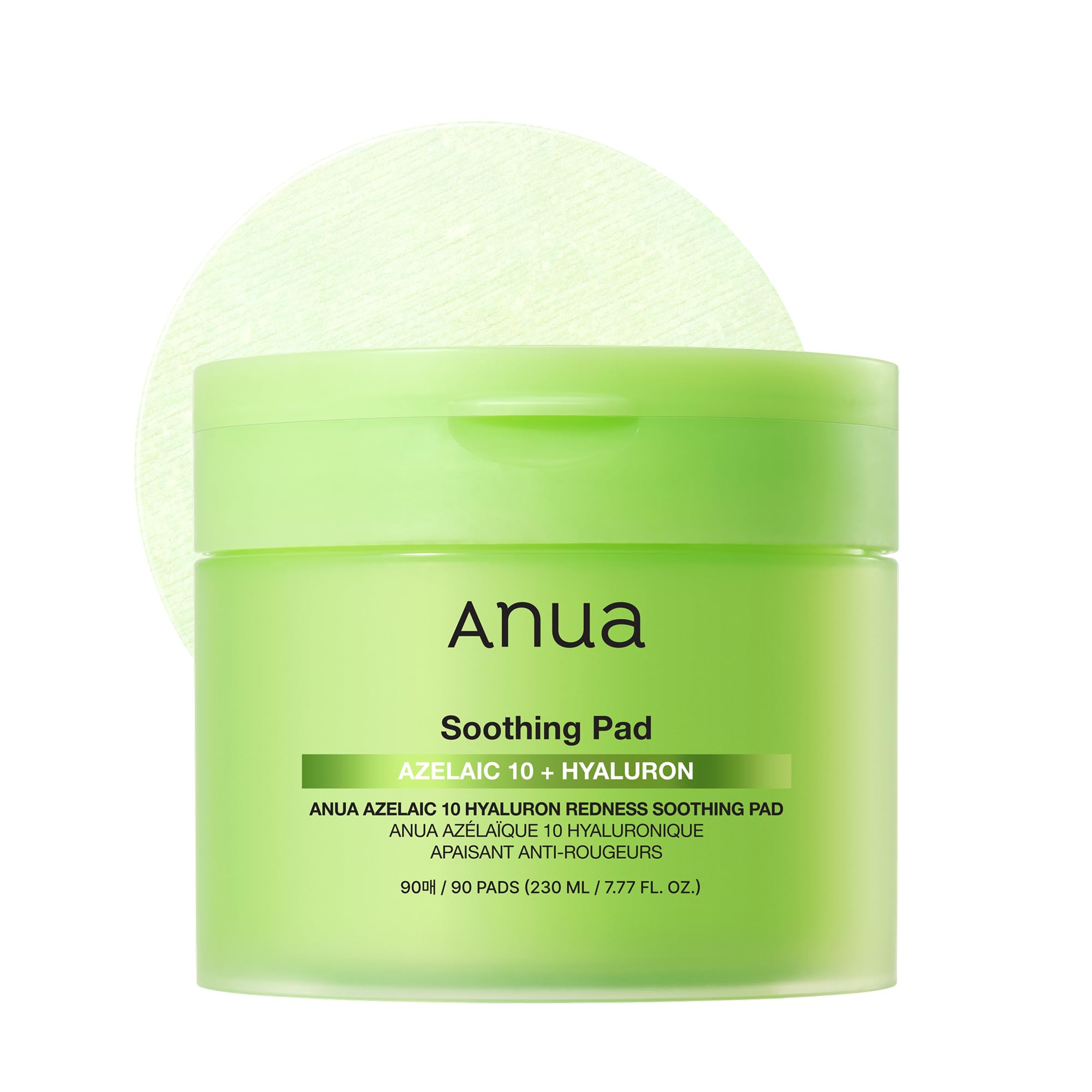 ANUA Azelaic 10 Hyaluron Redness Soothing Pad, Troubled & Spot Care, Quick & Easy Stretchable Facial Mask with Azelaic acid, Hyaluronic Acid, Korean Skincare (90 pads)