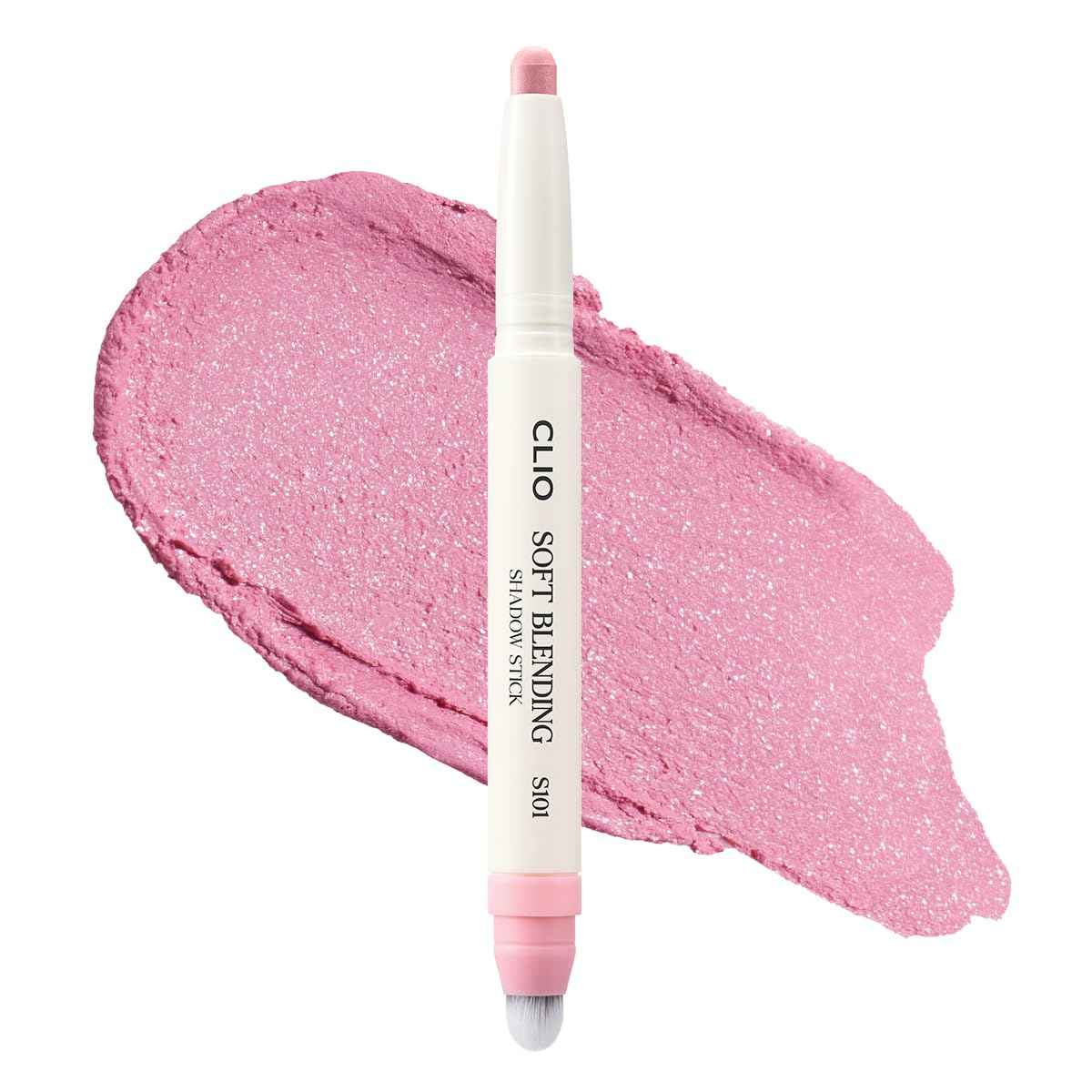 CLIO Soft Blending Eyeshadow Stick, Long Lasting Matte Shimmer Glitter Finishes, Built-in Brush for Easy Blending, Coconut-Derived Ester Oil Infused, S101 FALLIN PEONY