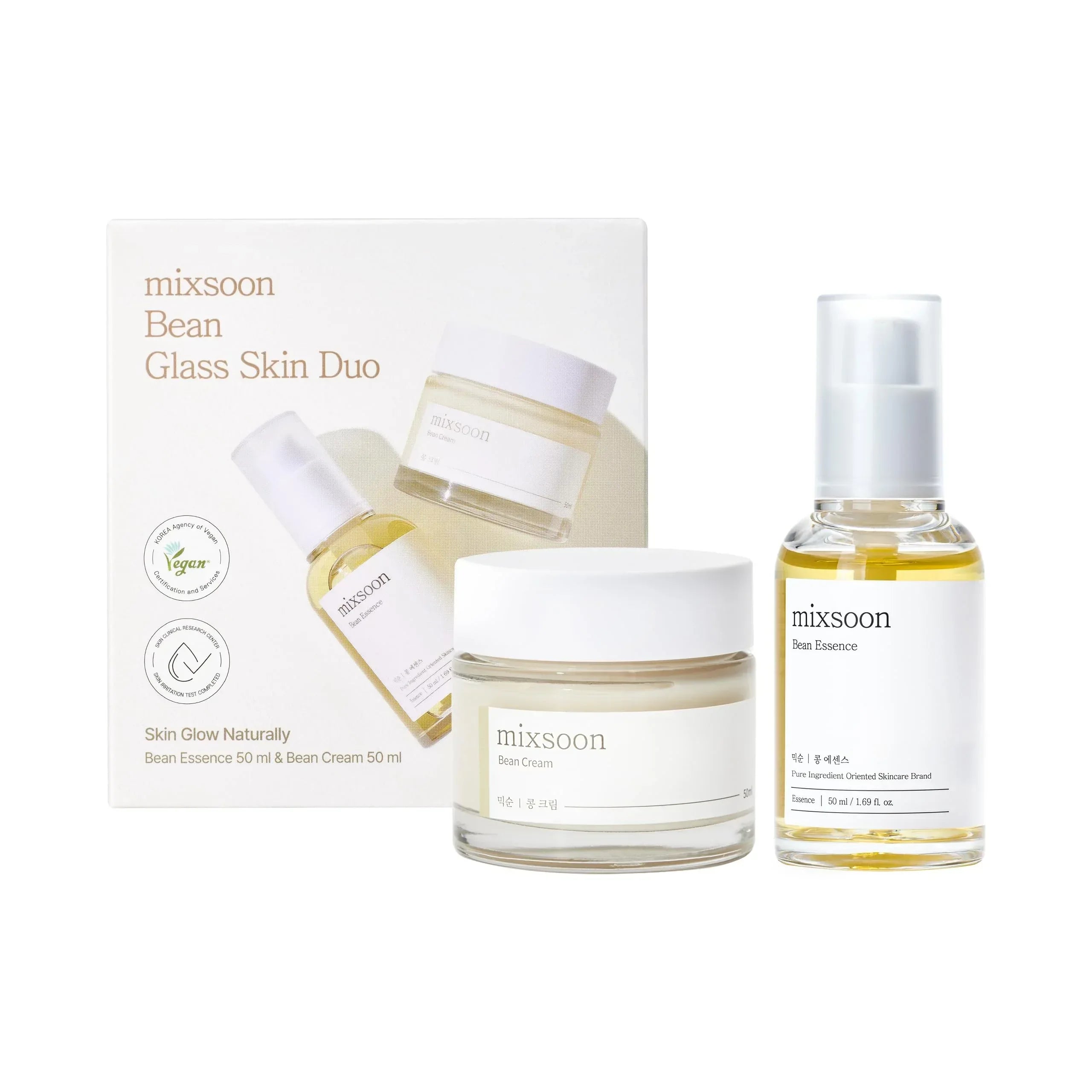 mixsoon Bean Glass Skin Duo - Fermented Bean Essence & Cream Set for Glass Skin