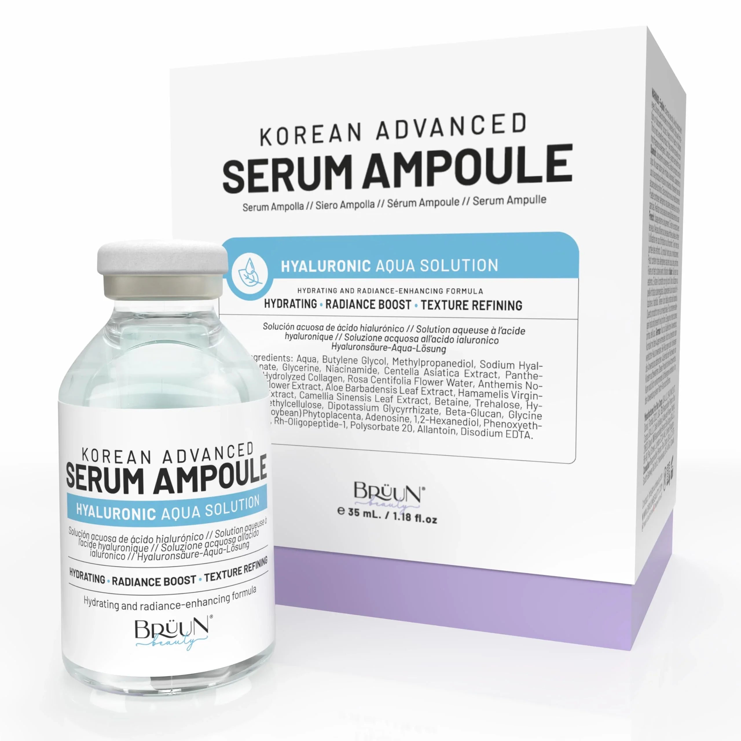 BRÜUN HY Control Hyaluronic Aqua Solution Ampoule — Korean Serum Booster for Deep Hydration and Smoother Skin