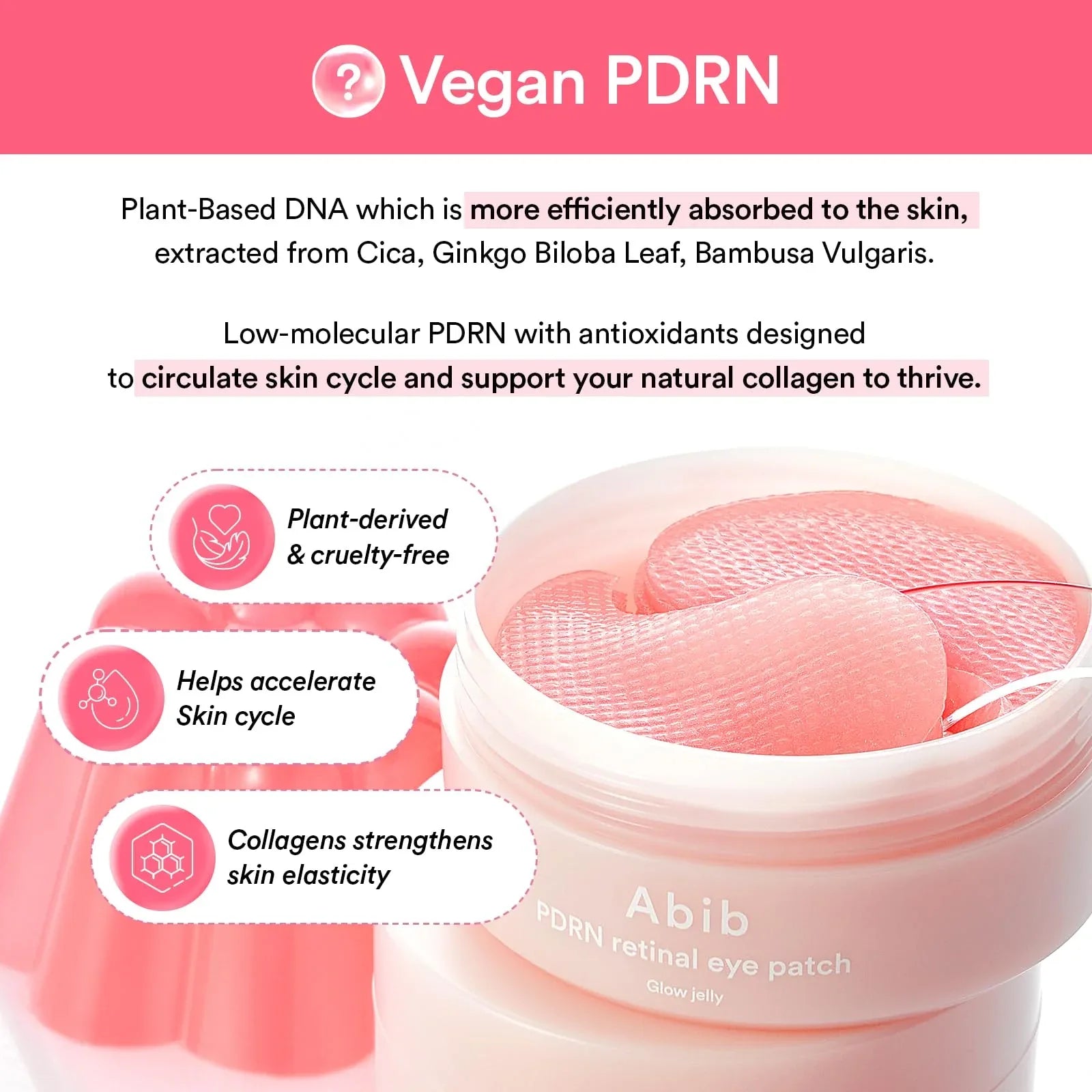 Abib Pink Me Up PDRN 3 Step Glow Kit | Overnight Jelly Mask, Eye & Lip Patches for Radiance