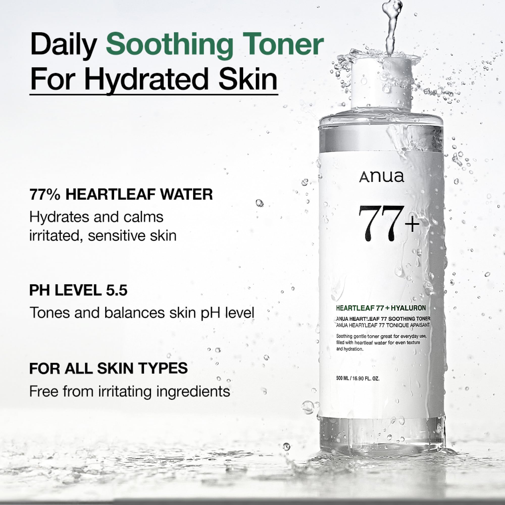 Anua Heartleaf 77 Soothing Toner — Calming Hydration and Redness Relief With 77% Heartleaf for Sensitive, Reactive Skin