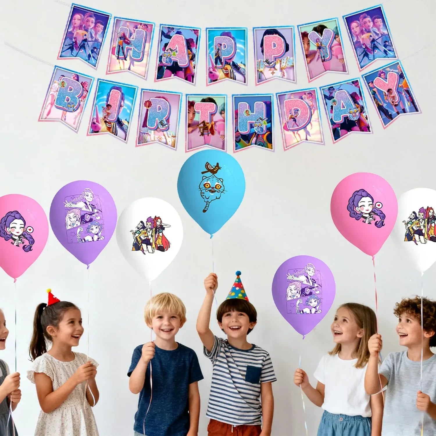 109Pcs Kpop Demon Hunters Party Supplies Set - Balloons, Banner, Cupcake Toppers & More for Birthday Theme