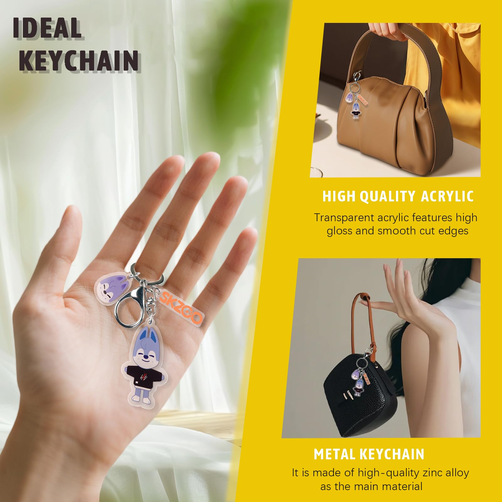 8PCS SK-Z Cartoon Keychain Set – Acrylic Cute Key Chains for Stray Fans, Bag Charms, Pendants for Wallets, Backpacks & More