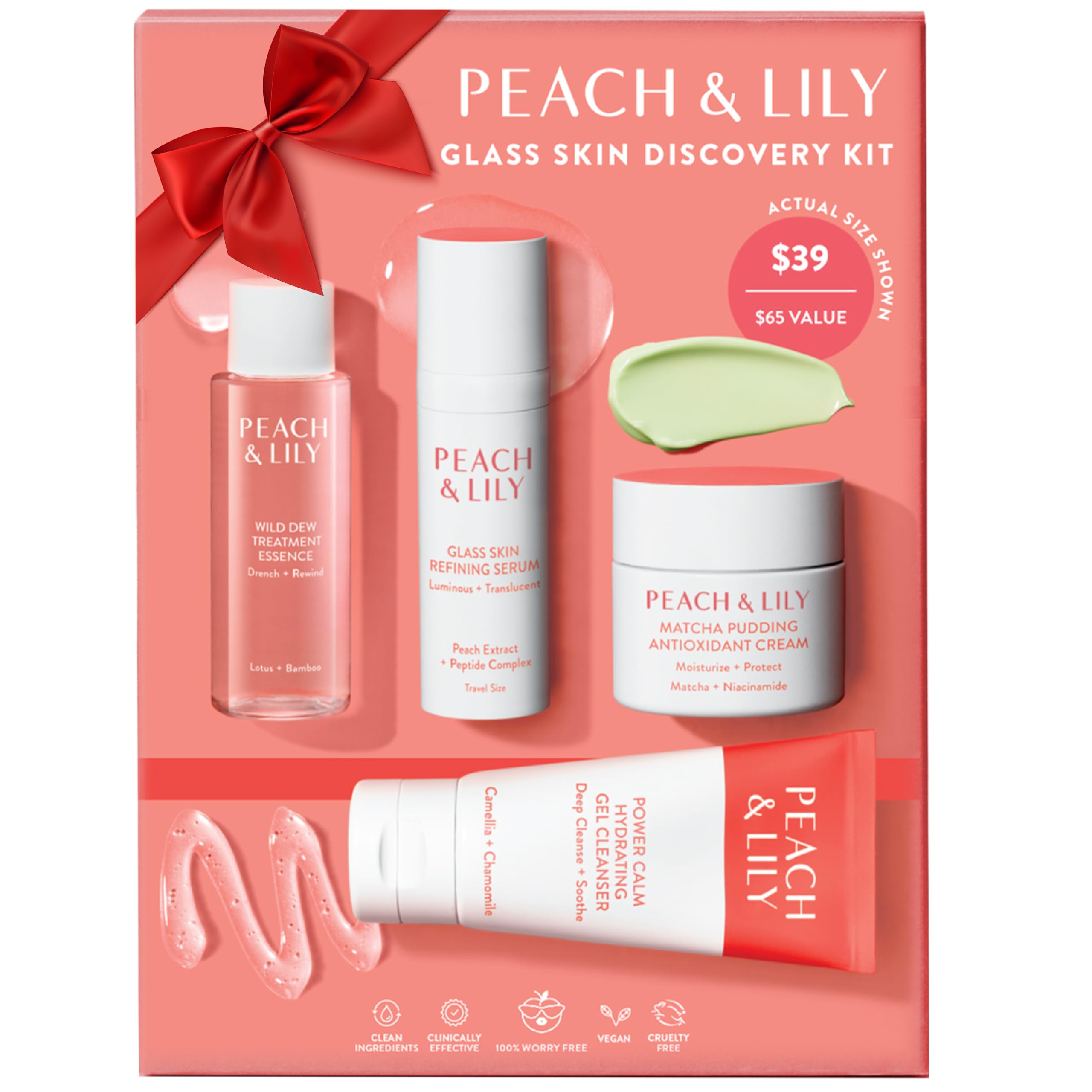 Peach & Lily Glass Skin Discovery Kit — Complete 4-Step Korean Skincare Routine for Glass Skin, Travel-Ready and Sensitive Skin Safe