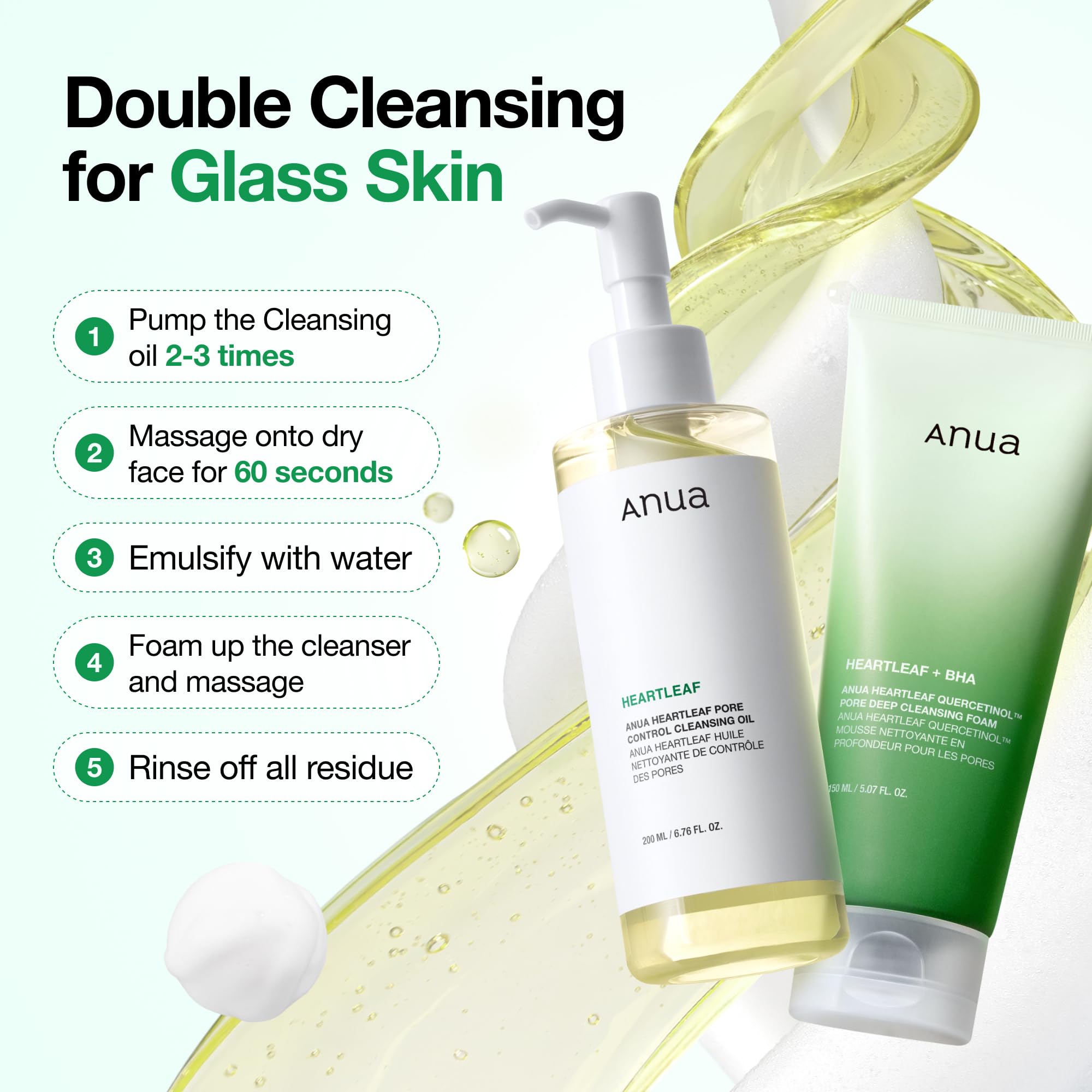Anua Heartleaf Pore Control Cleansing Oil — Gentle Daily Makeup Remover for Clean, Balanced Skin
