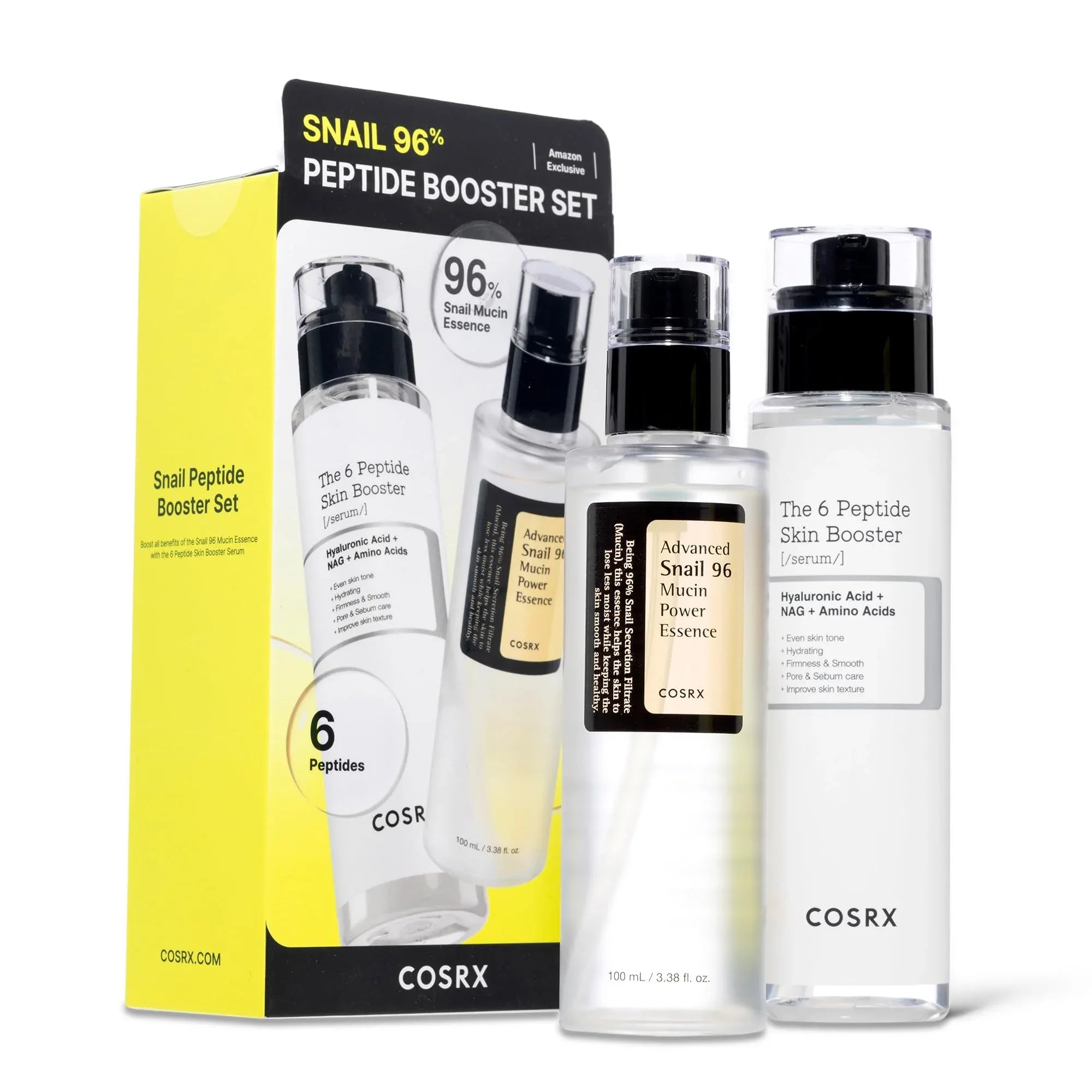 COSRX Snail Mucin 96% Peptide Booster Set — Korean Skincare Duo for Hydration, Elasticity & Radiance