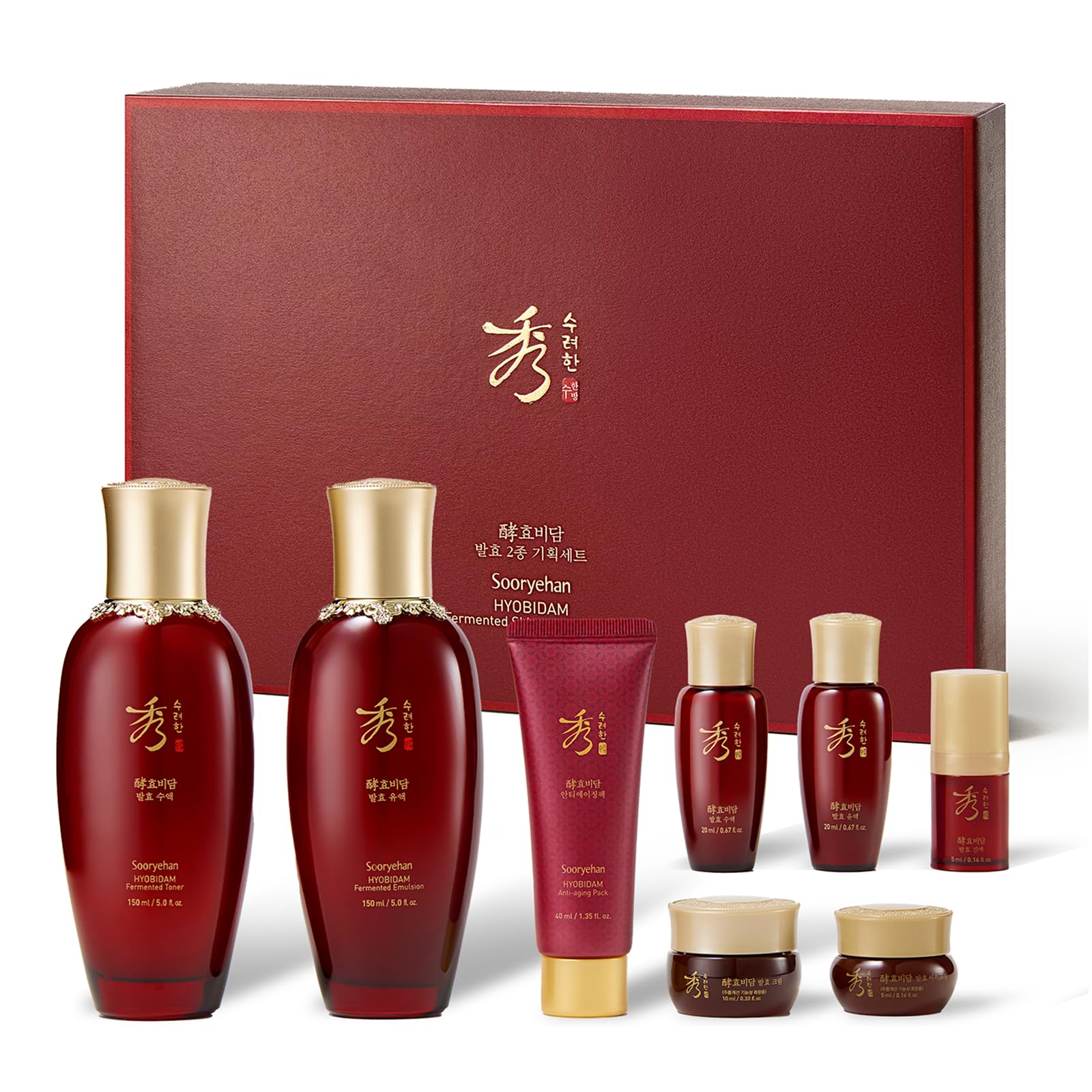 Sooryehan Hyobidam Fermented Skincare Gift Set - Wild Ginseng Anti-Aging Korean Skincare Kit