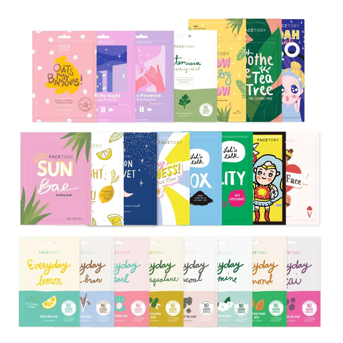FACETORY Favorite 11 Collection Sheet Mask Set - Korean Face Masks
