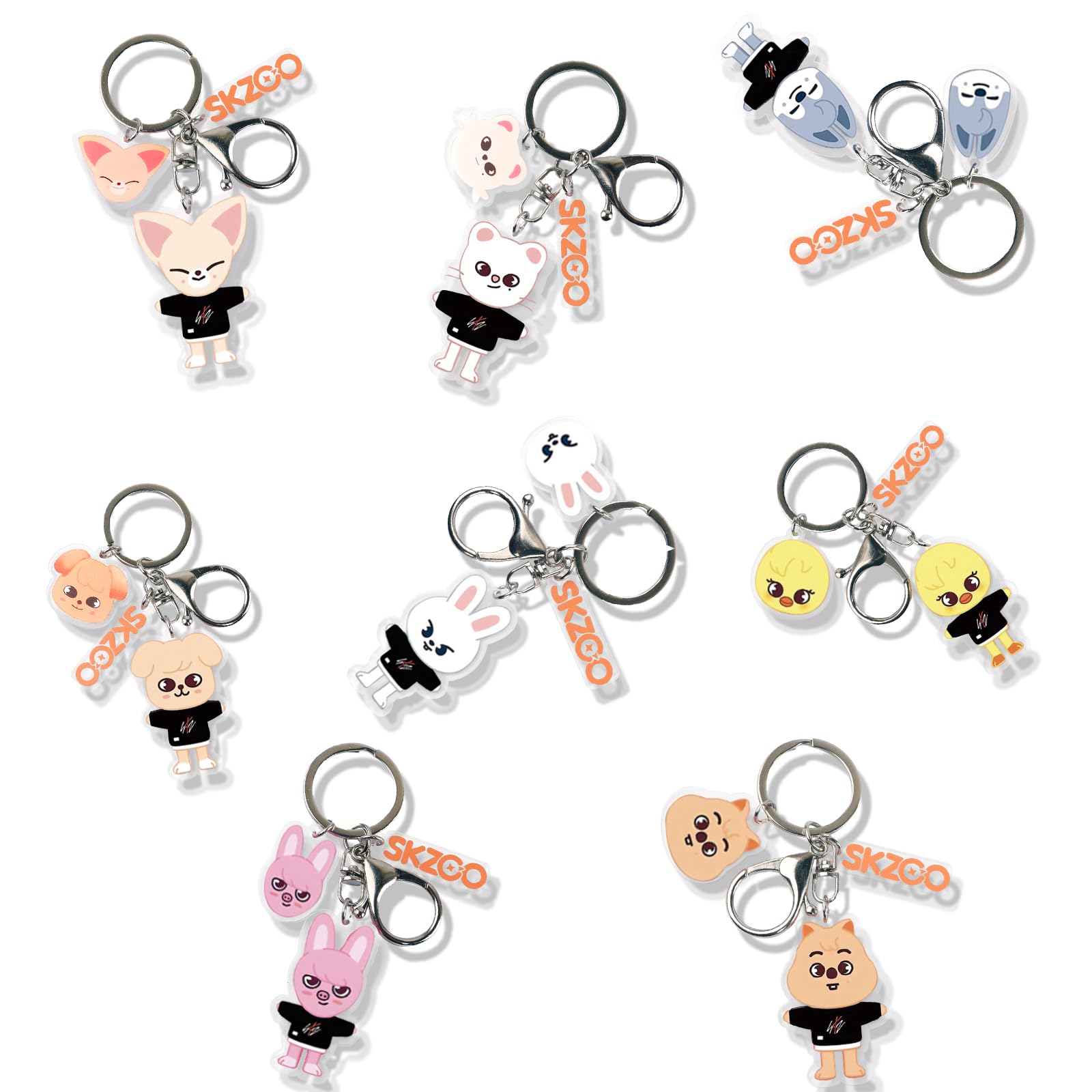 8PCS SK-Z Cartoon Keychain Set – Acrylic Cute Key Chains for Stray Fans, Bag Charms, Pendants for Wallets, Backpacks & More