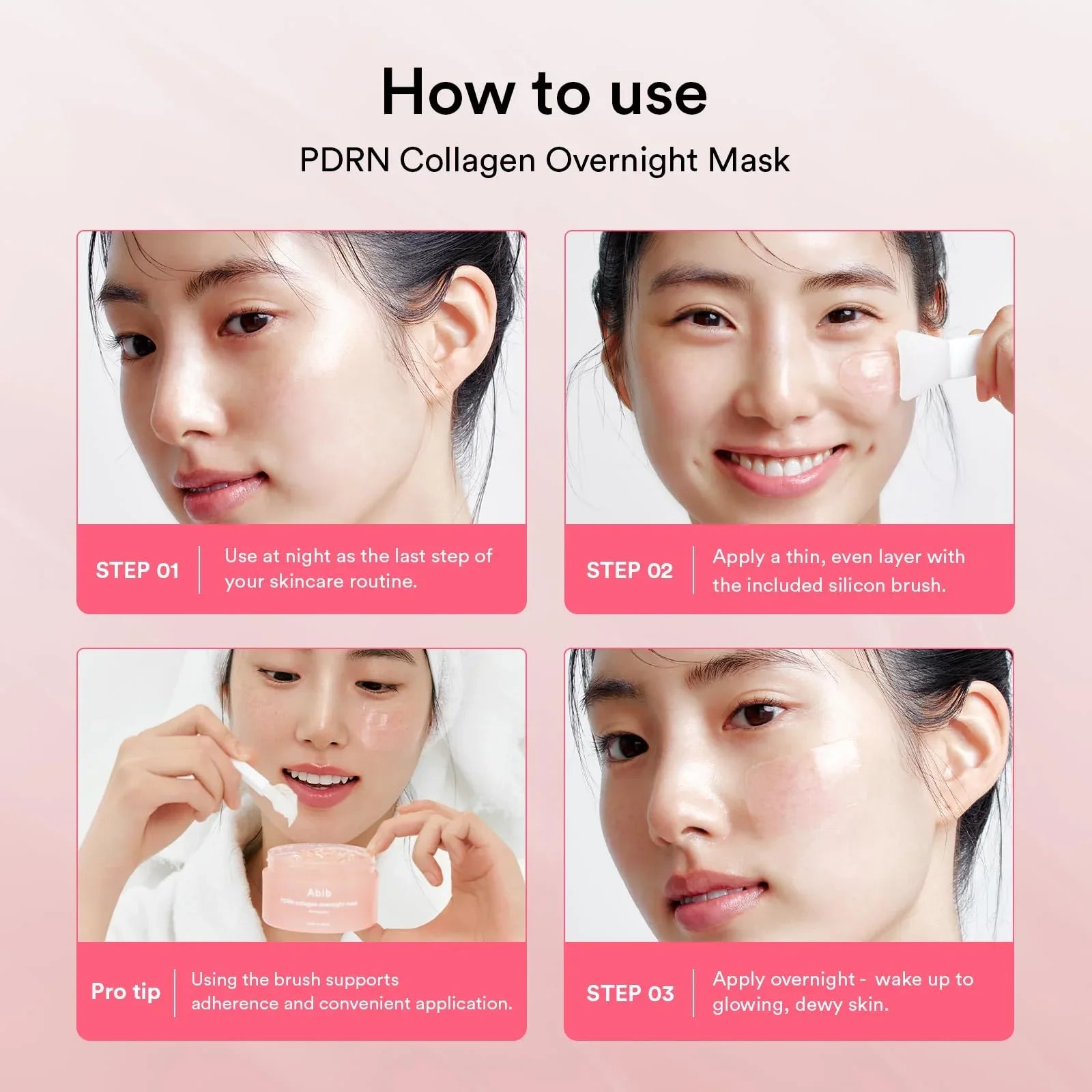 Abib Pink Me Up PDRN 3 Step Glow Kit | Overnight Jelly Mask, Eye & Lip Patches for Radiance