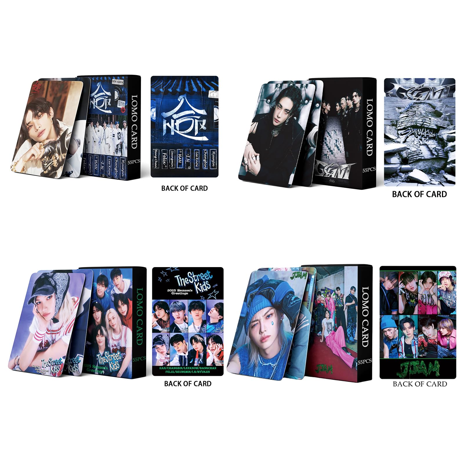 4Pack/220Pcs Stray Kids Photocard Set – HOP, GIANT, ATE Albums & 2025 Season's Greetings, Perfect Gift for STAY