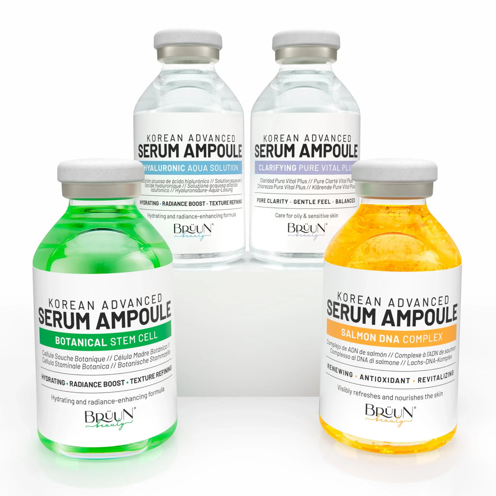 BRÜUN Advance Microneedling Korean Serum — 4 Booster Ampule Kit for Face and Body with AC, SC, SD and HY Control Serums