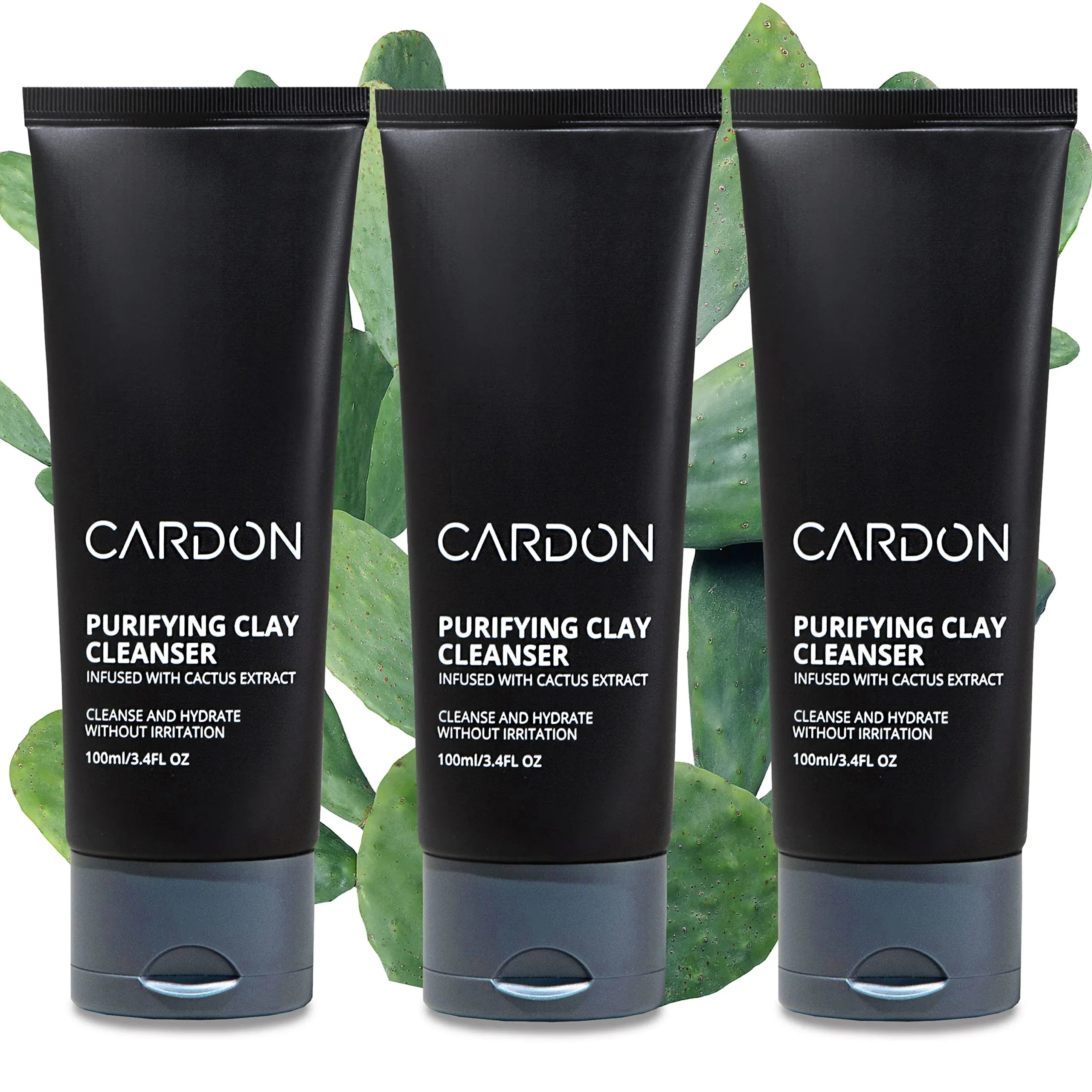 Cardon Men's Deep Pore Cleaning Clay Face Wash — 4x Better Than Charcoal for Oily and Acne-Prone Skin, 3-Pack