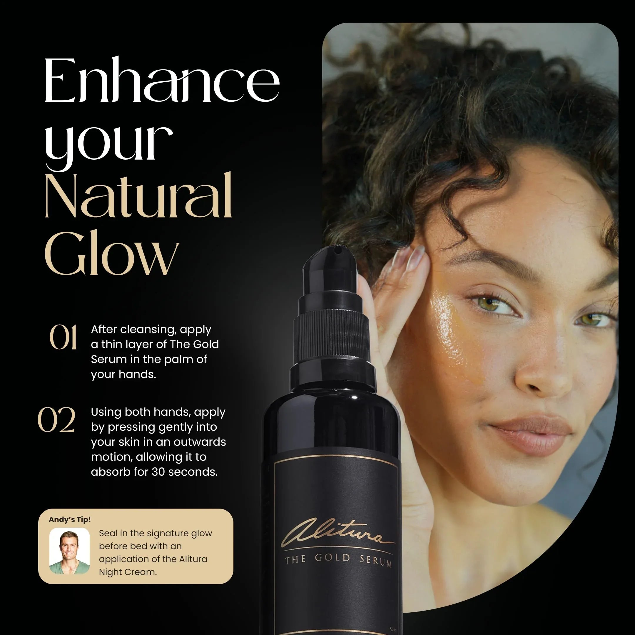 Alitura Anti-Aging Peptide & Collagen Gold Serum for Face – Hydrating with Vitamin A & CoQ10, 50ml