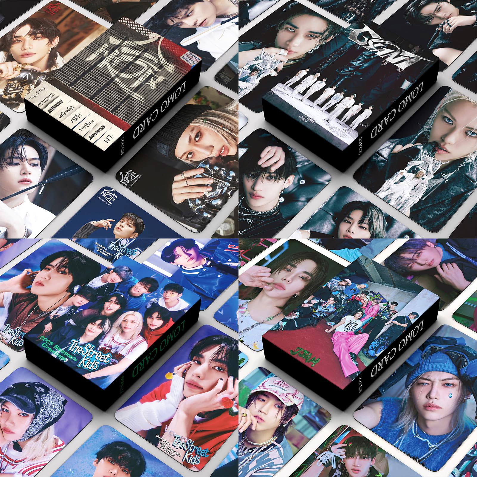 4Pack/220Pcs Stray Kids Photocard Set – HOP, GIANT, ATE Albums & 2025 Season's Greetings, Perfect Gift for STAY