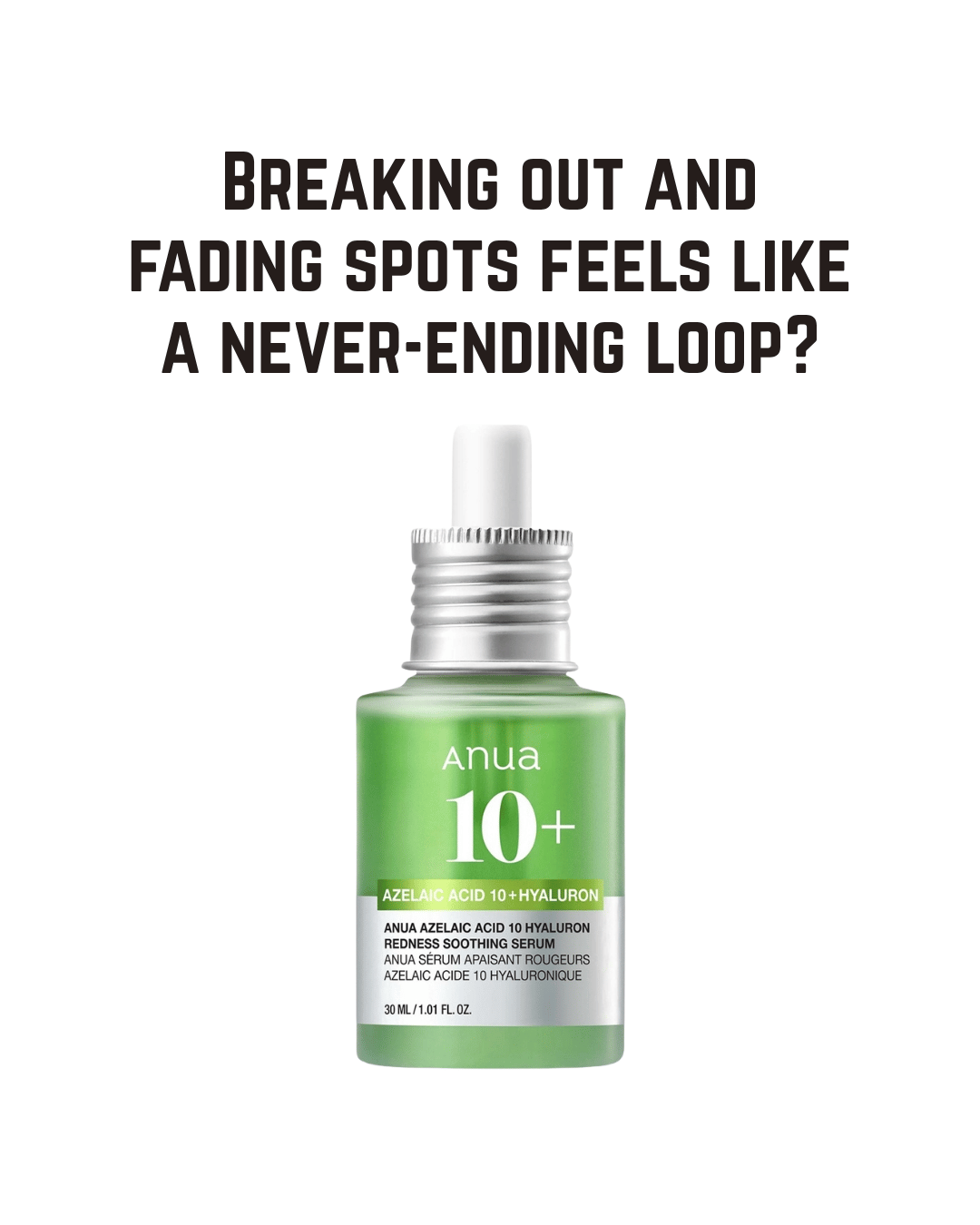 ANUA Azelaic Acid 10 Hyaluron Redness Soothing Serum - Fragrance-Free Blemish Serum