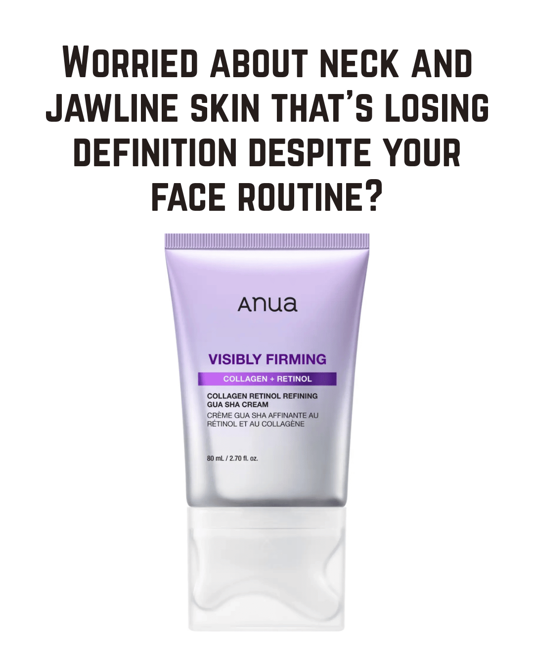 ANUA Collagen Retinol Refining Gua Sha Cream, Neck Cream with Built-In Gua Sha Massager, Jawline Lifting and Firming, Retinol Peptide Collagen, Décolleté Care, Dermatologist Tested, Korean Skincare, 2.7 fl oz