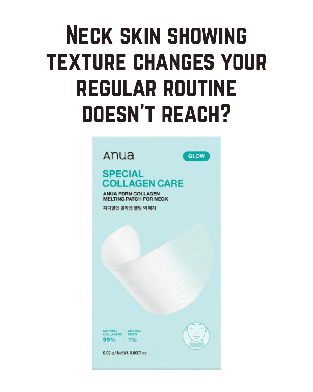 ANUA PDRN Collagen Melting Patch for Neck, Lifting and Firming Neck Patch, Collagen Fine Line Patch Neck Forehead, Salmon DNA PDRN Korean Skincare, 0.02g x 4EA