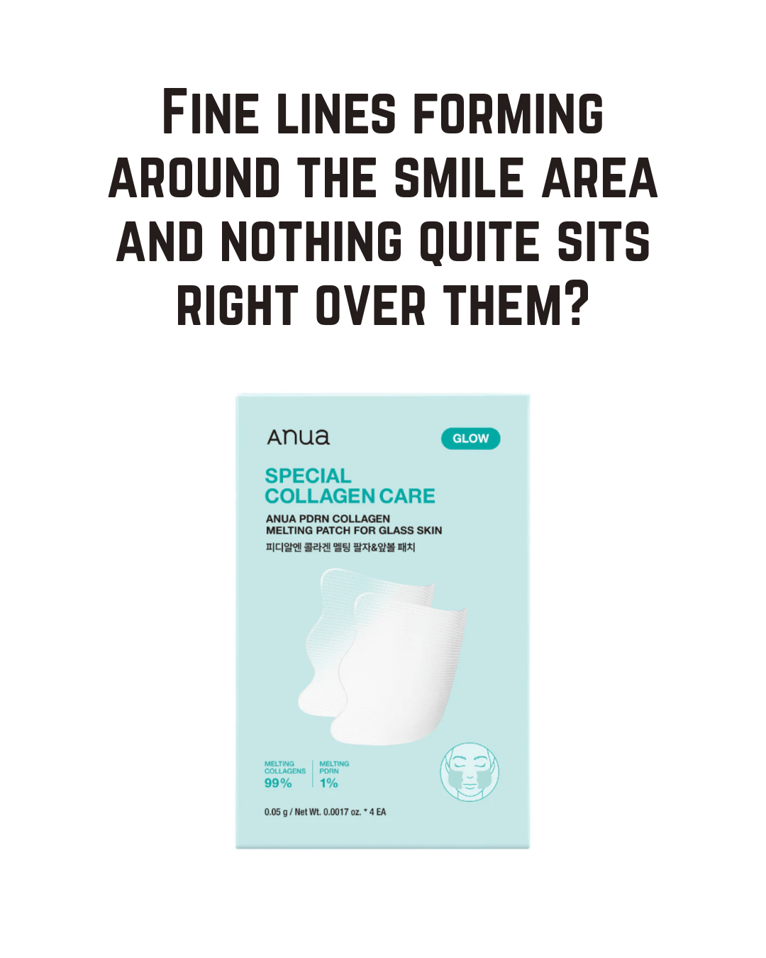 ANUA Salmon DNA PDRN Collagen Melting Patch for Glass Skin, Smile Line Patches, Fine Line Collagen Patch, Firming Face Patch, Hydrating Glow Patch, Korean Skincare, 2 Pairs x 4EA