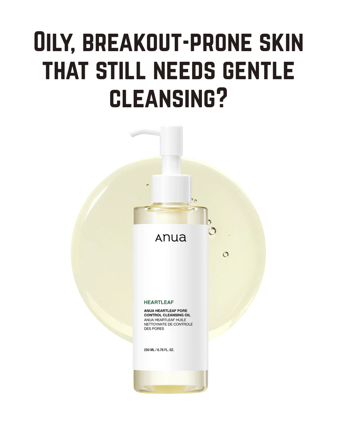 Anua Heartleaf Pore Control Cleansing Oil — Lightweight Sebum-Control Oil Cleanser for Oily, Sensitive, and Breakout-Prone Skin