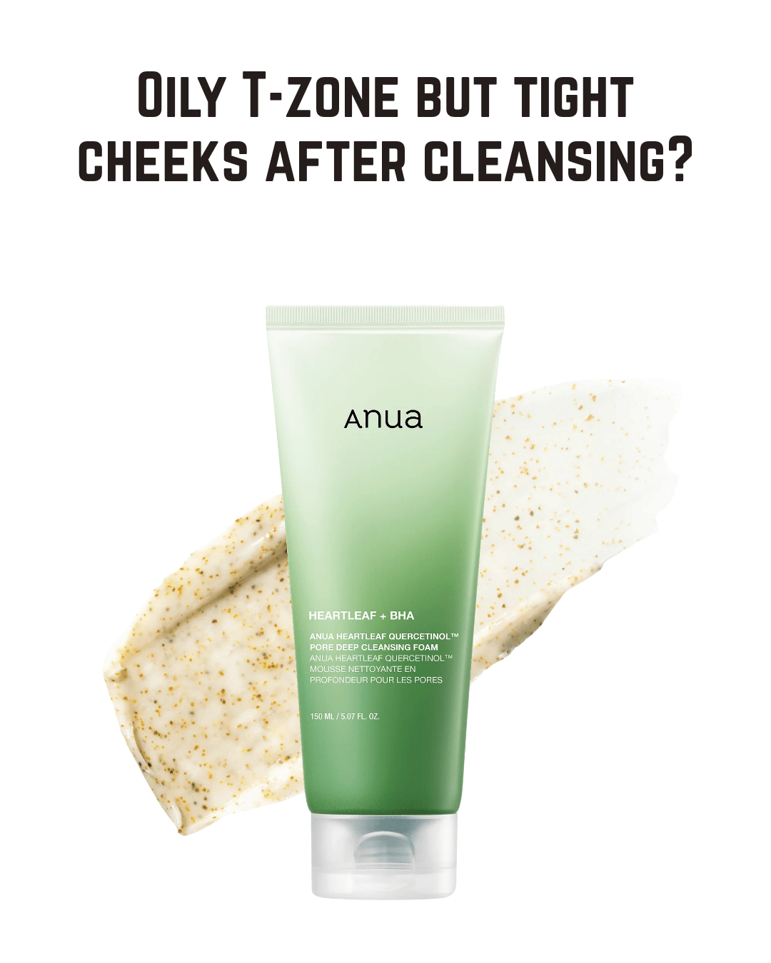 Anua Heartleaf Quercetinol Pore Deep Cleansing Foam — BHA Foaming Cleanser for Oily and Combination Skin