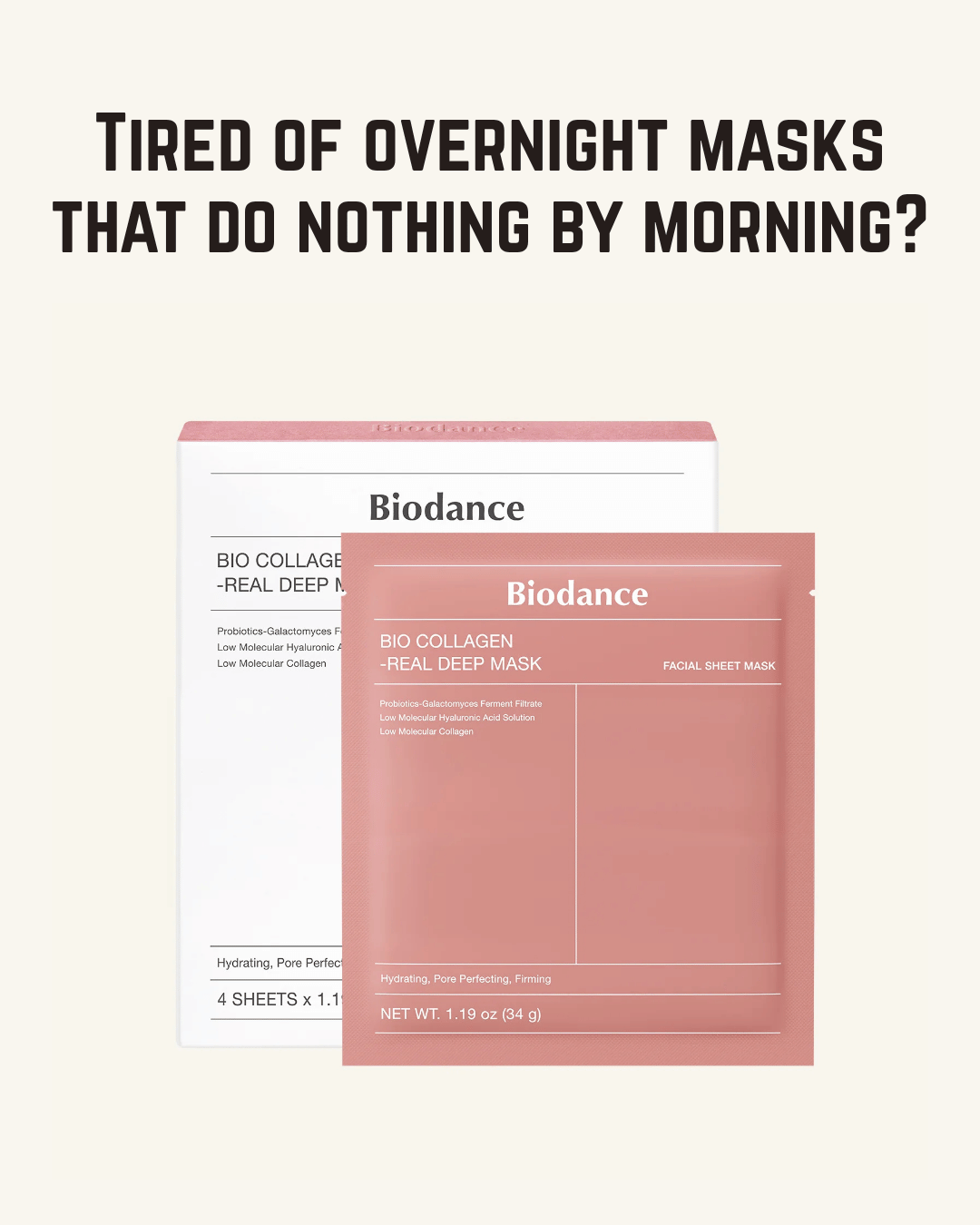 BIODANCE Bio-Collagen Real Deep Mask, Overnight Hydrogel Face Mask with Collagen, Niacinamide, Galactomyces, Oligo-Hyaluronic Acid, Pore Tightening, Brightening, Glass Skin, Korean Skin Care