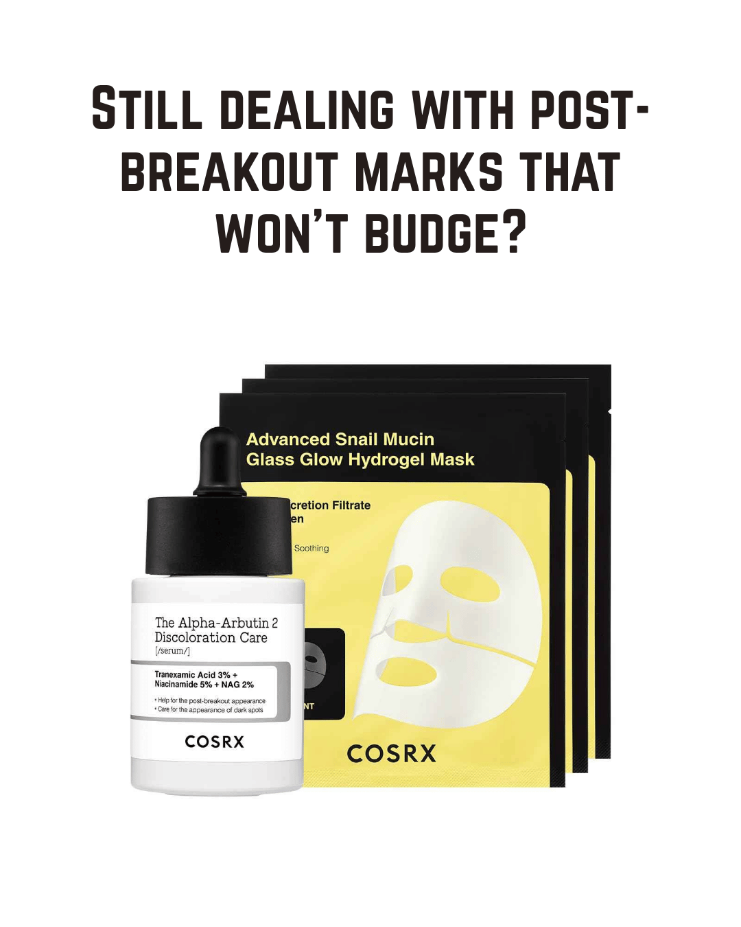 COSRX 2% Alpha Arbutin Discoloration Care Serum + Advanced Snail Mucin Glass Glow Hydrogel Mask