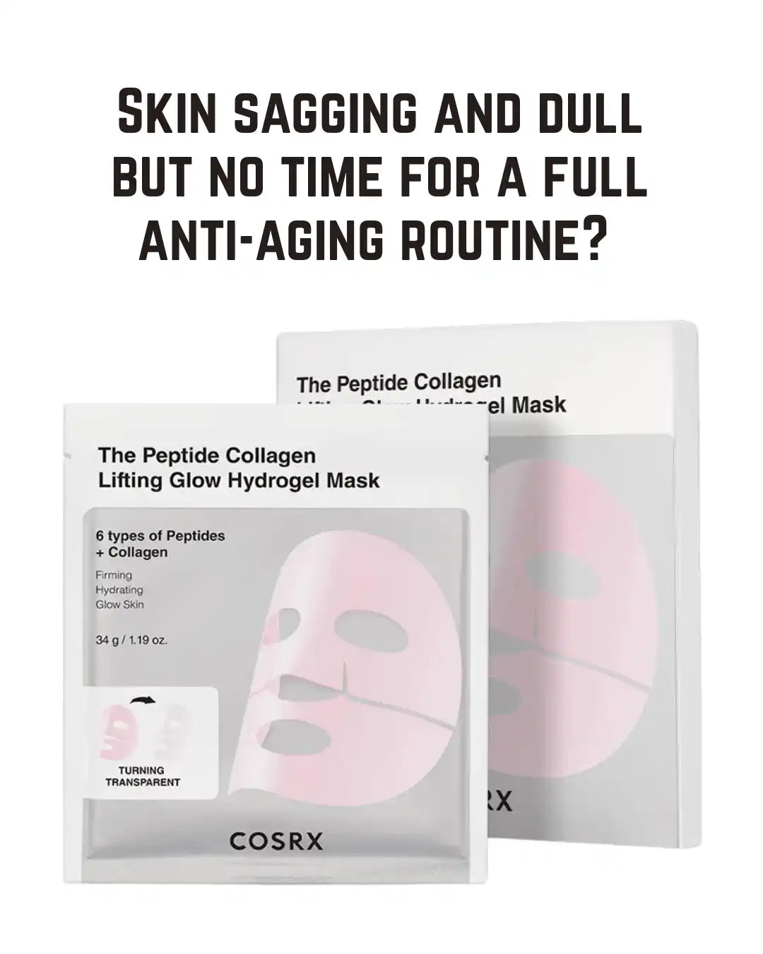 COSRX The Peptide Collagen Lifting Glow Hydrogel Mask — Overnight Firmness and Deep Hydration Mask with 6 Peptides