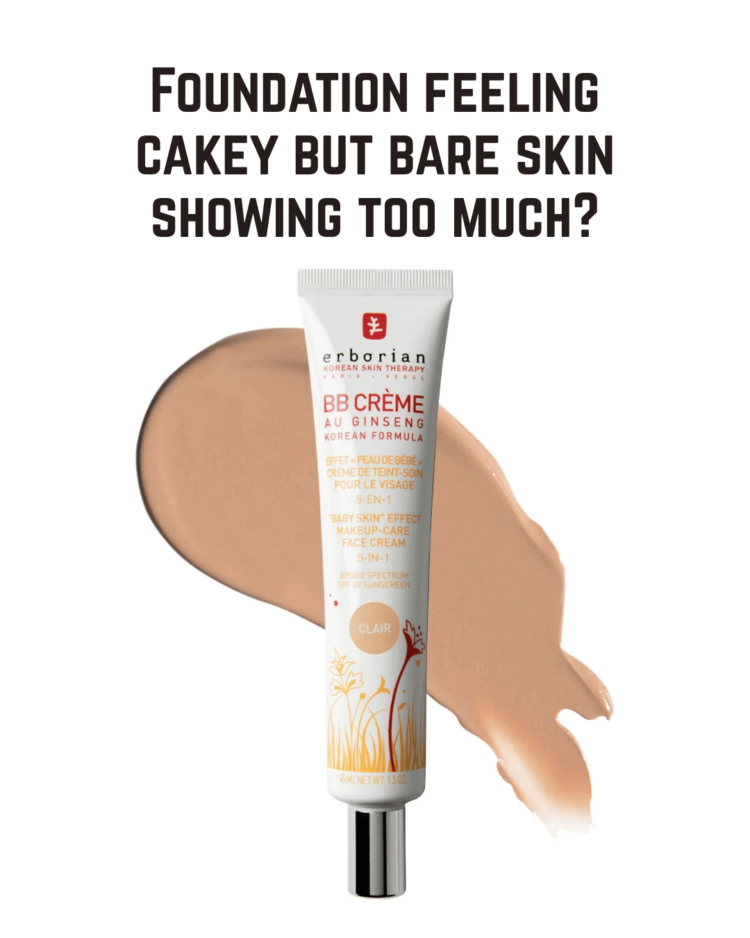 Erborian BB Cream Matte Beauty Balm SPF 20 - Tone-Evening Korean Skincare Makeup Hybrid