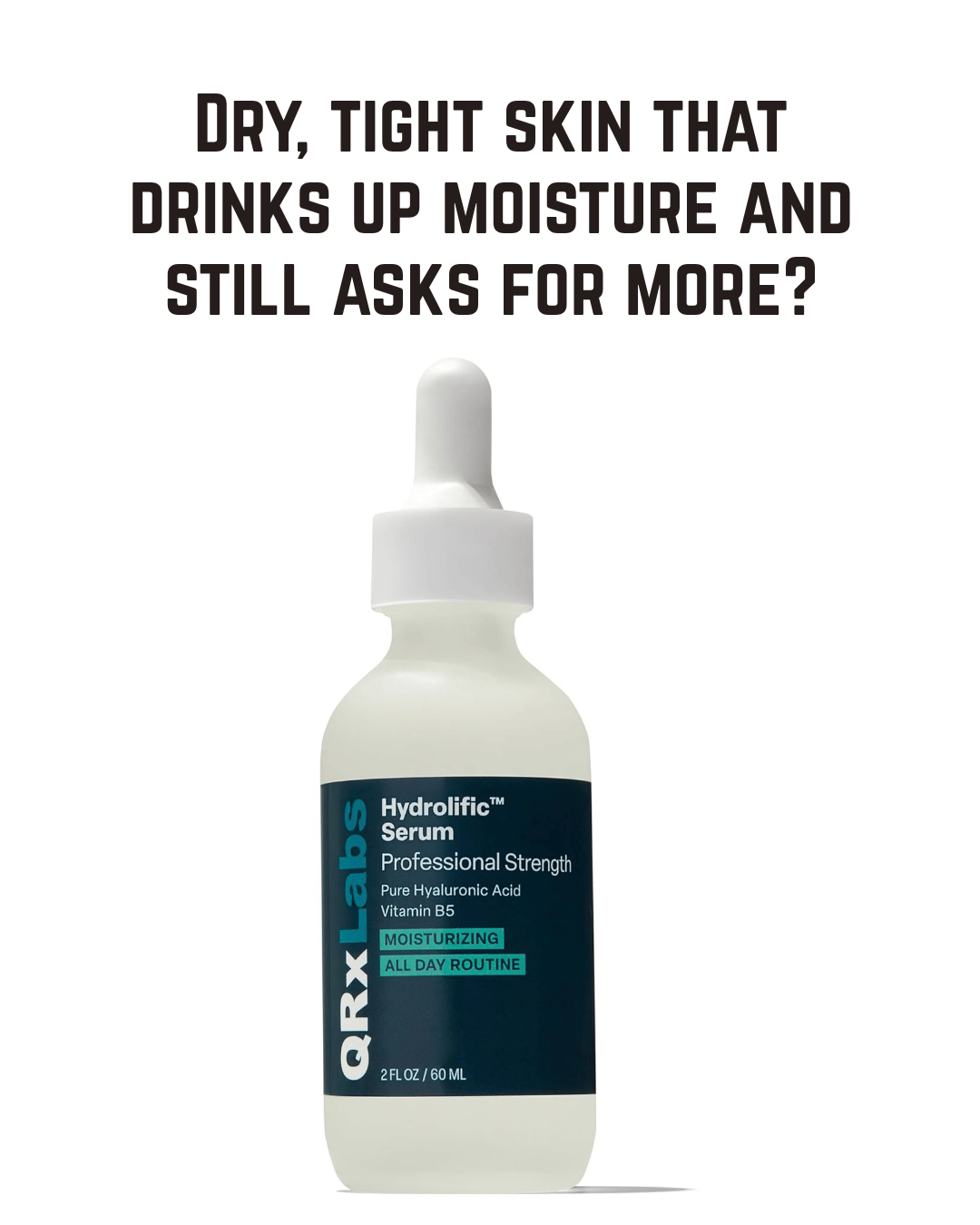 QRxLabs Hyaluronic Acid Serum - Vitamin B5, Deep Hydration Face Serum
