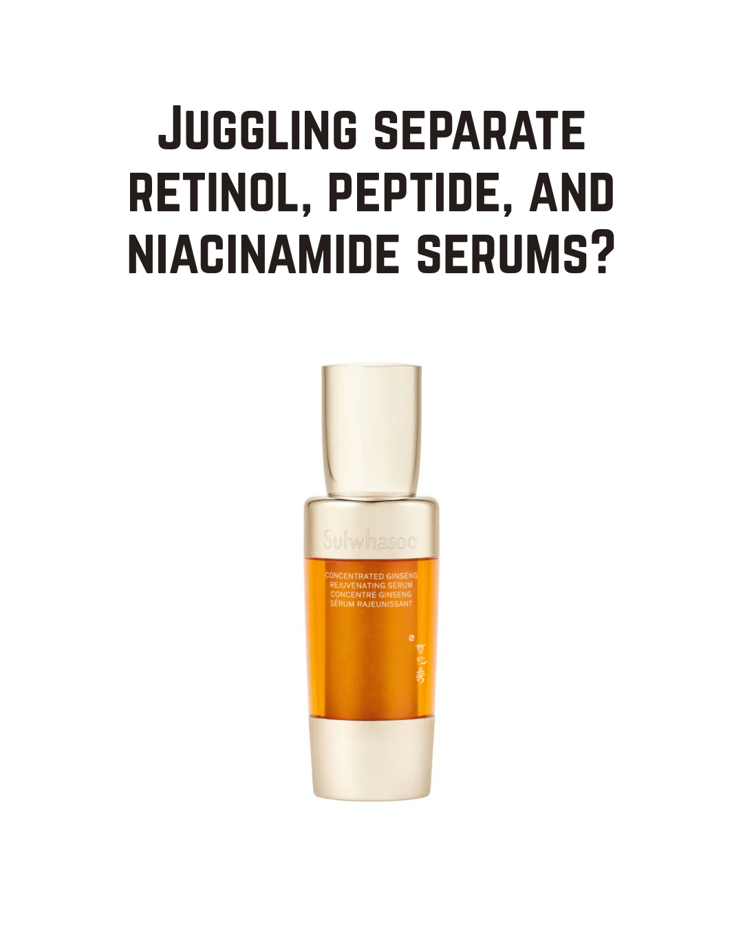 Sulwhasoo Concentrated Ginseng Rejuvenating Serum, Ginseng and Peptide Anti-Aging Serum with Niacinamide, Retinol, Vitamin B5 and Hyaluronic Acid for Wrinkles and Hydration