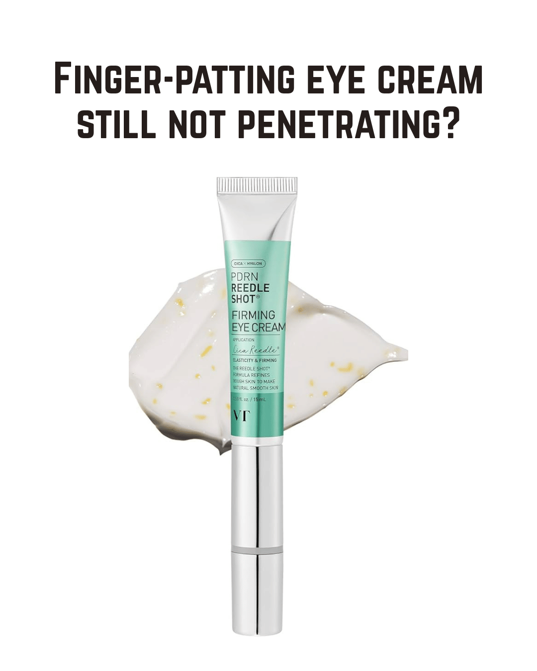 VT COSMETICS PDRN Reedle Shot Firming Eye Cream — PDRN Collagen, Microneedling Spicules & 12,000 VPM Vibration Applicator for Fine Lines, Dark Circles & Eye Firmness