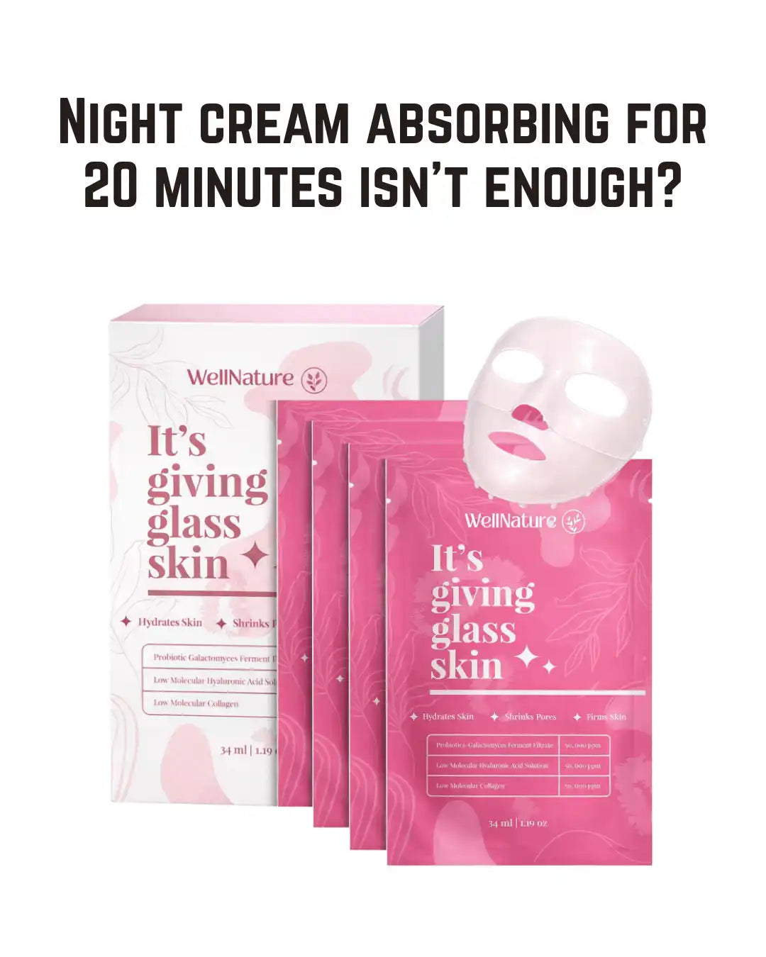 Wellnature The Original Deep Collagen Overnight Mask — Oligo Hyaluronic Acid and Bio-Collagen for Deep Overnight Hydration