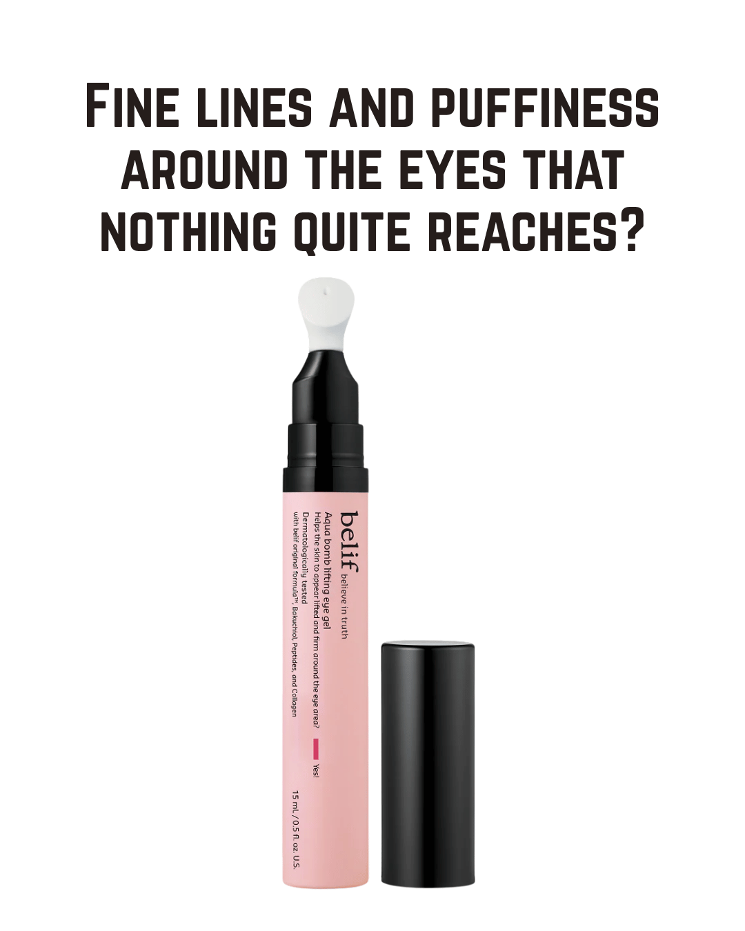 belif Aqua Bomb Lifting Eye Gel — Retinol Firming Eye Serum with Bakuchiol, Collagen, Peptides and Cooling Ceramic Applicator for Firmer, Smoother Eyes