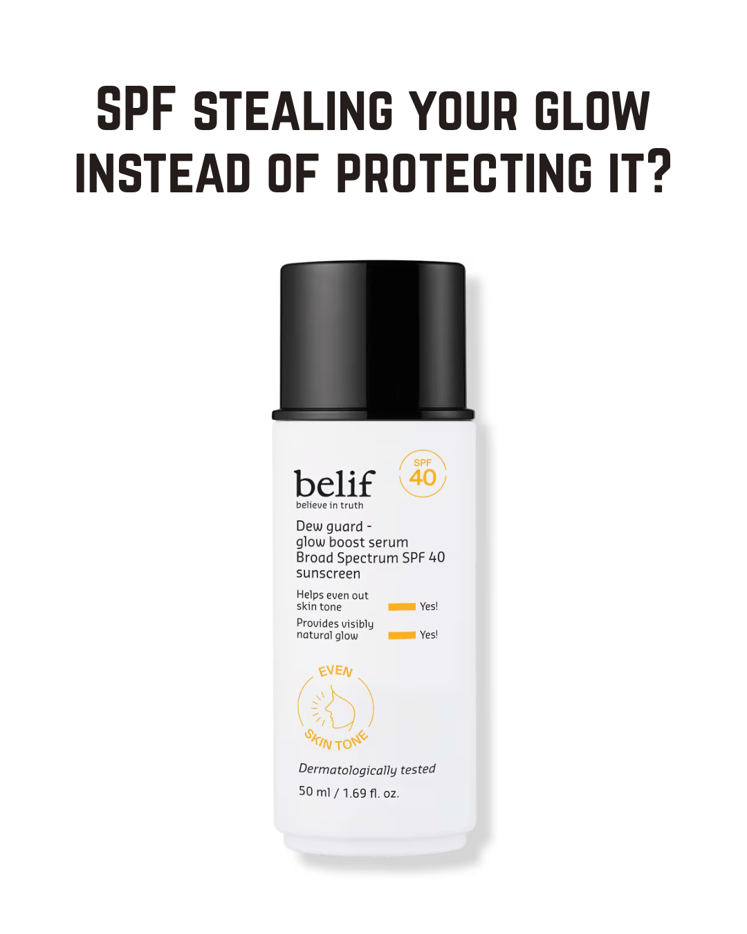 belif Dew Guard Glow Boost Sunscreen Broad Spectrum SPF 40