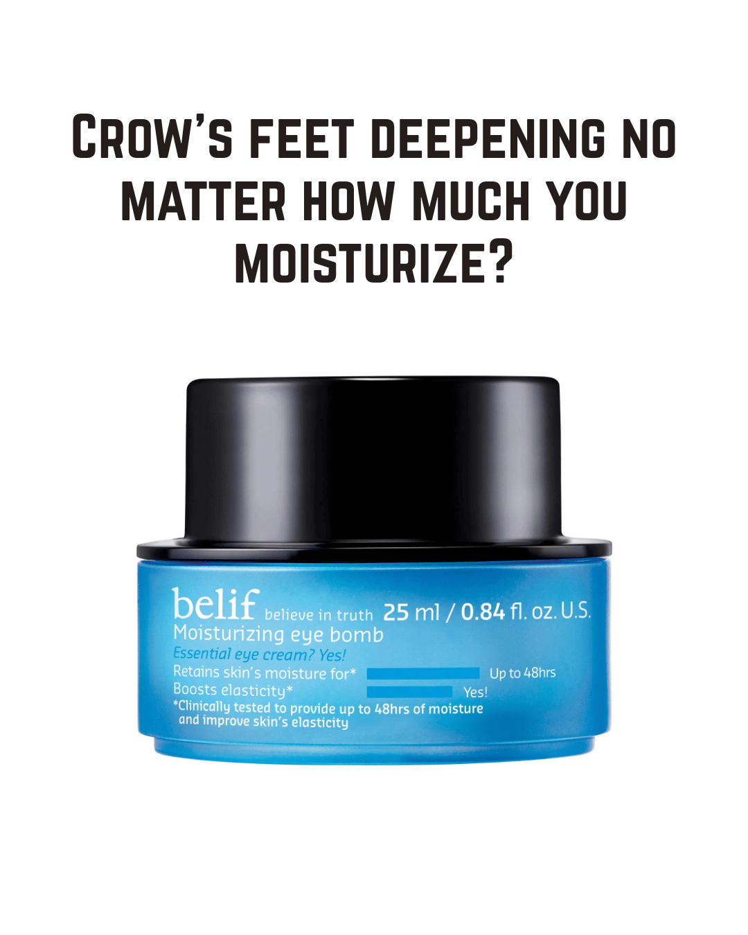 belif Moisturizing Eye Bomb — 48-Hour Hydrating Eye Cream with Peptides, Ceramide, Squalane & Caffeine for Fine Lines, Puffiness & Tired Eyes