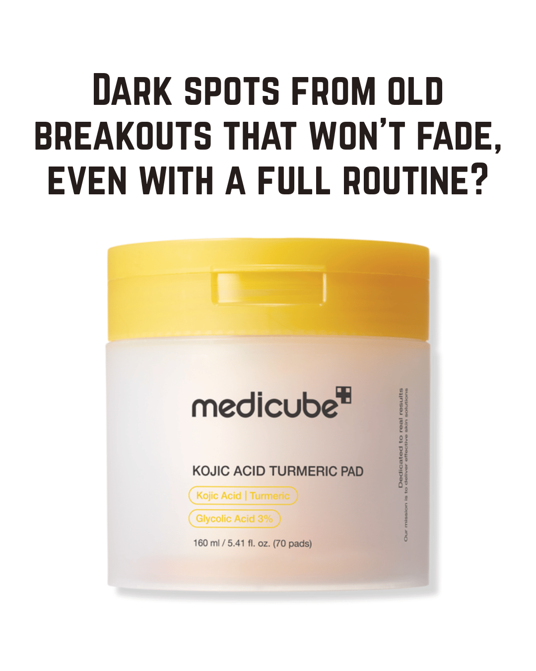 medicube Toner Pads Kojic Acid Turmeric Clarifying Toner Pad for Troubled Skin, 70 Pads, Brightening Exfoliating Pad with Kojic Acid, Turmeric, Niacinamide, Glycolic Acid, Post-Spot Care, Face and Body Use, Korean Skin Care