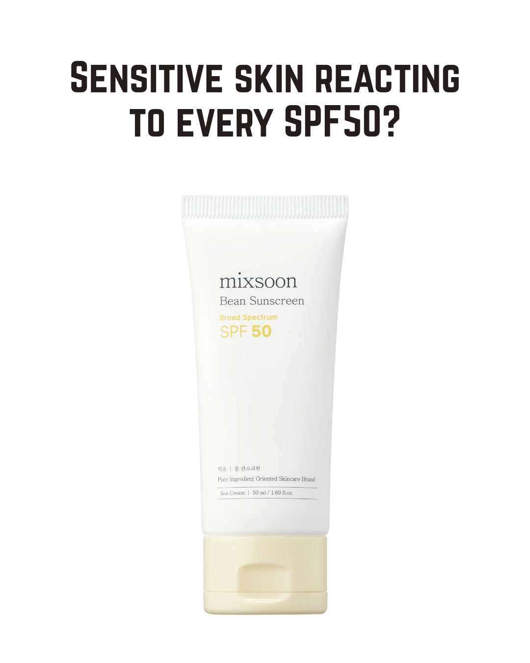 mixsoon Bean Sunscreen SPF 50 - Sunscreen for Face, No White Cast