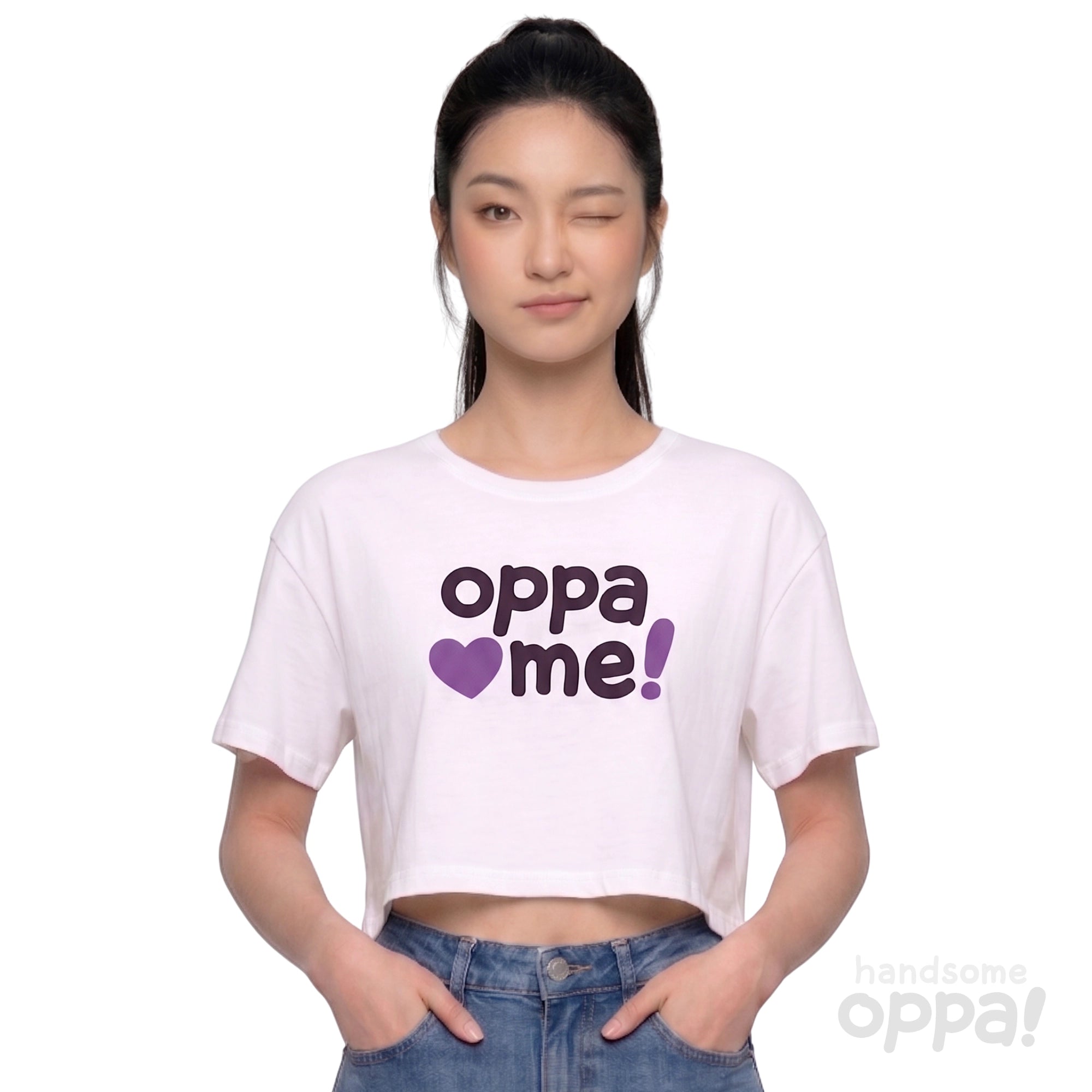 Oppa Love Me! K-Pop Style Women’s Crop Top - White